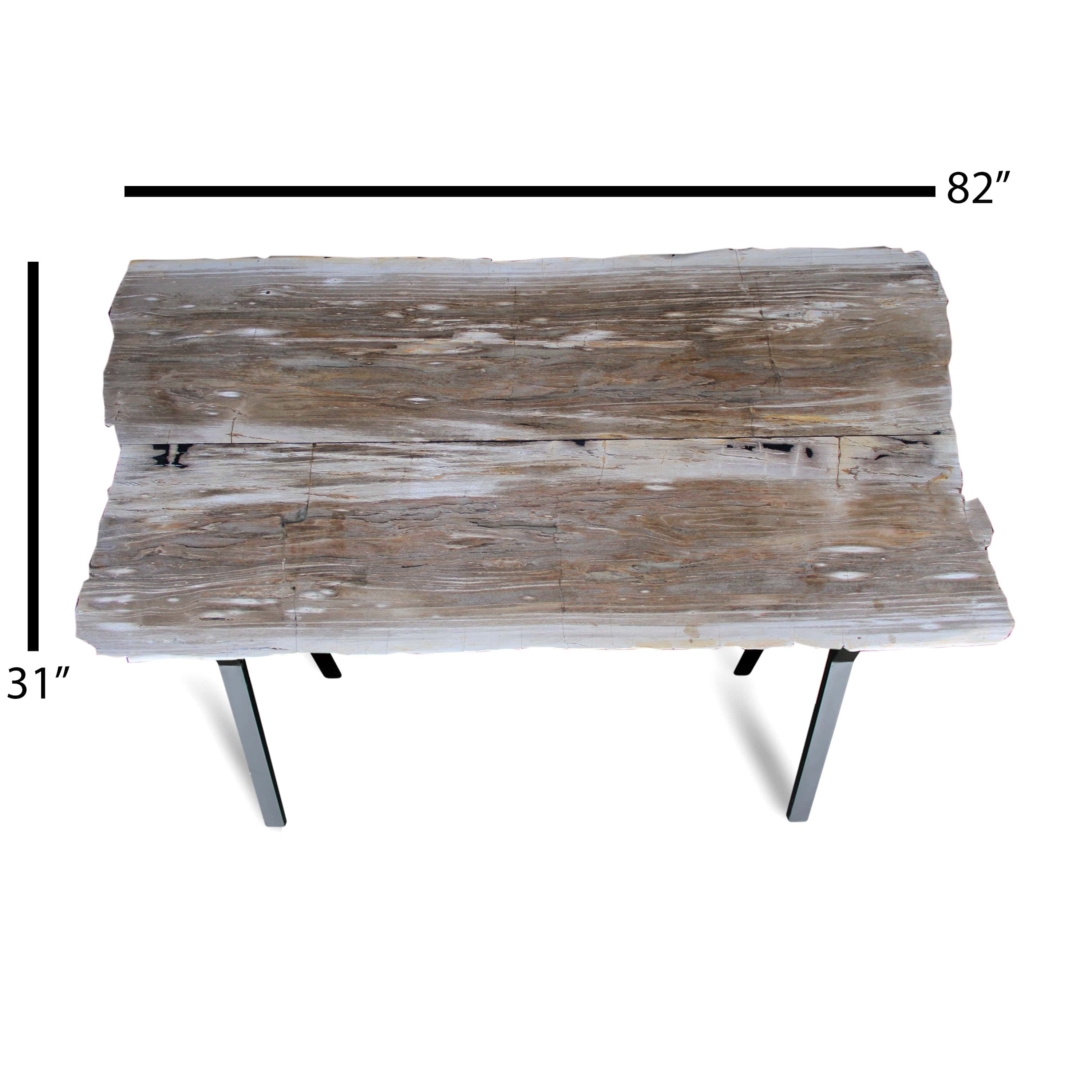 Kalifano Petrified Wood Polished Petrified Wood Table from Indonesia - 82" / 494 lbs PWR17920.001