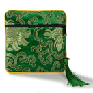 Green Silk Jewlery & Coin Pouch with Zipper