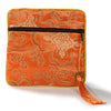 Orange Silk Jewlery & Coin Pouch with Zipper