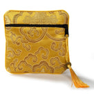 Yellow Silk Jewlery & Coin Pouch with Zipper