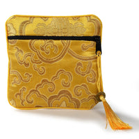 Yellow Silk Jewlery & Coin Pouch with Zipper Main Image