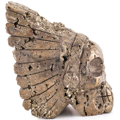 Kalifano Pyrite Natural Peru Pyrite Chief Skull Carving PCHIEF3000.002