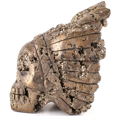 Kalifano Pyrite Natural Peru Pyrite Chief Skull Carving PCHIEF3000.002