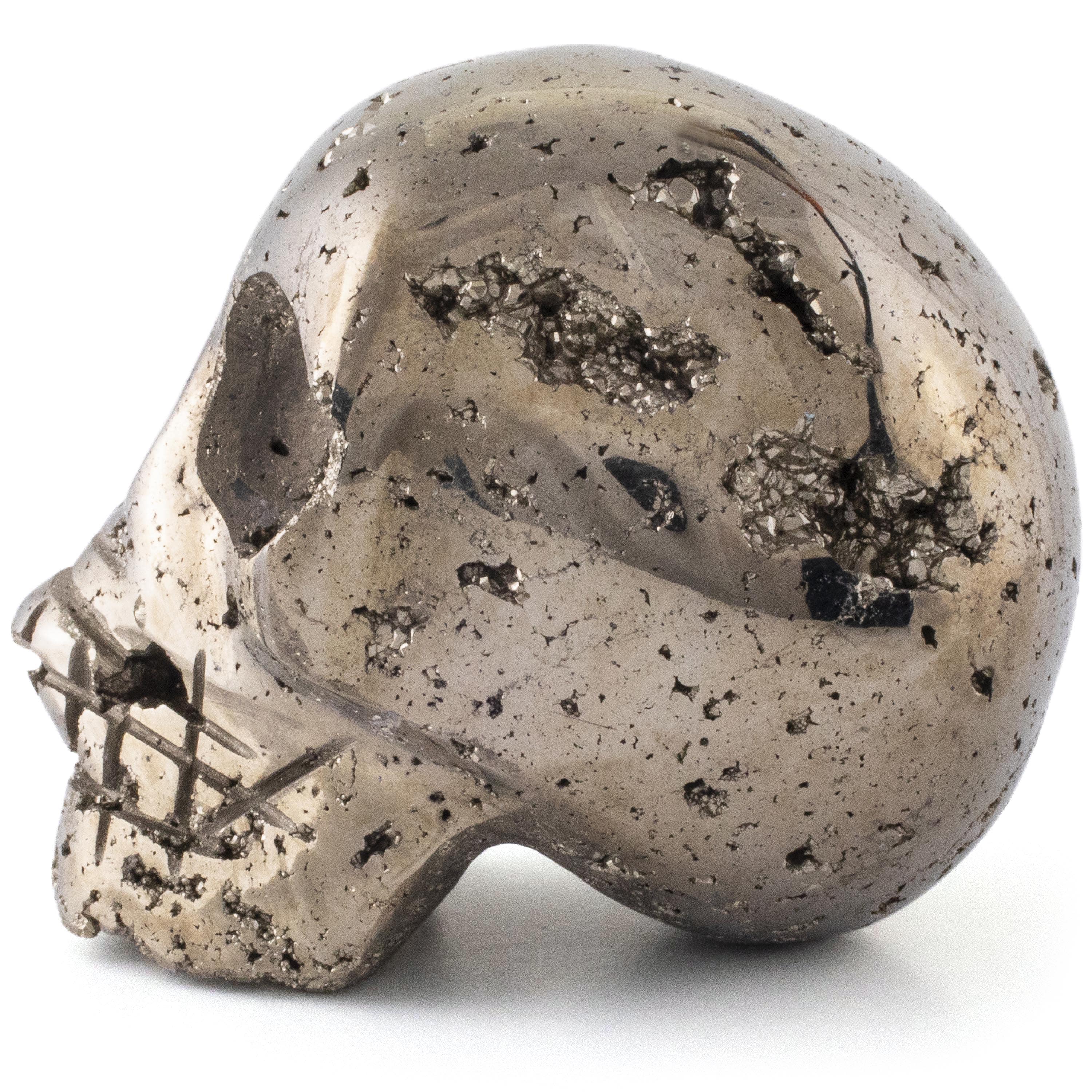 Kalifano Pyrite Pyrite Skull Carving 3" / 360 grams SK800-PC.004