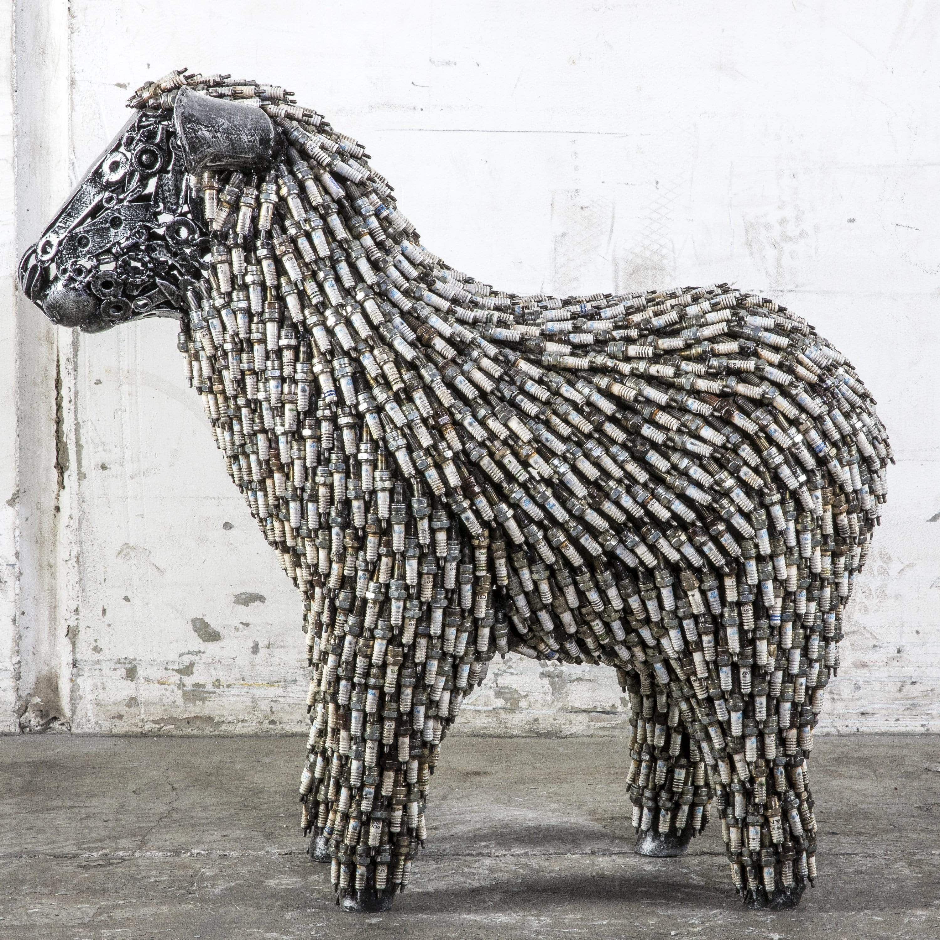 Kalifano Recycled Metal Art 30" Spark Plug Sheep Inspired Recycled Metal Sculpture RMS-S75x80-P