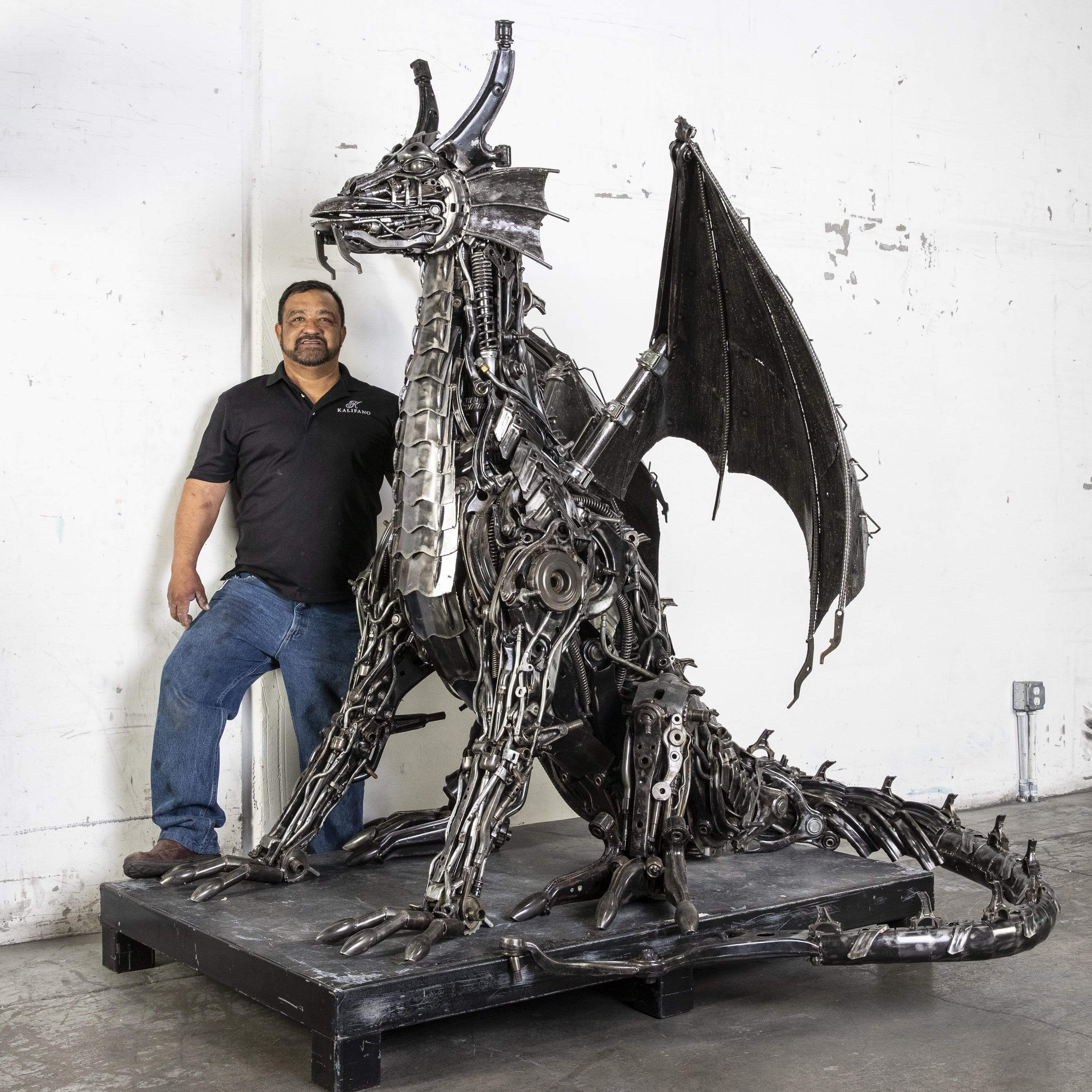 Kalifano Recycled Metal Art 71” Dragon Inspired Recycled Metal Art Sculpture RMS-DRAG180-N01