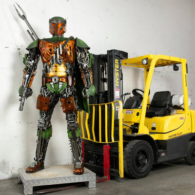 Kalifano Recycled Metal Art 91" Mandalorian Inspired Recycled Metal Art Sculpture RMS-MAND230-S05
