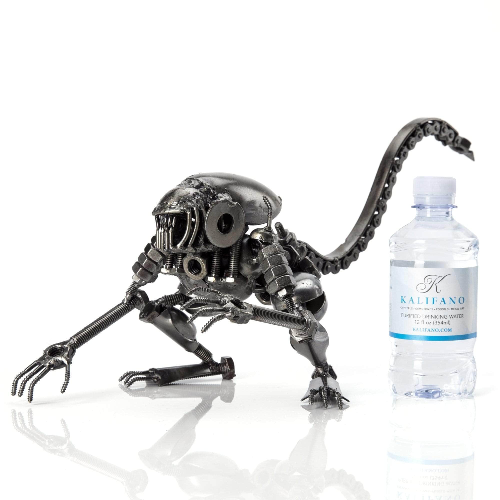 Kalifano Recycled Metal Art Alien Crouched Inspired Recycled Metal Sculpture RMS-700AA-N