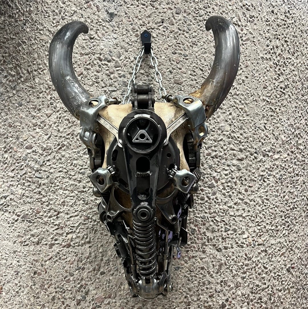 Kalifano Recycled Metal Art Bull Skull Recycled Metal Art Sculpture RMS-BSK-S42