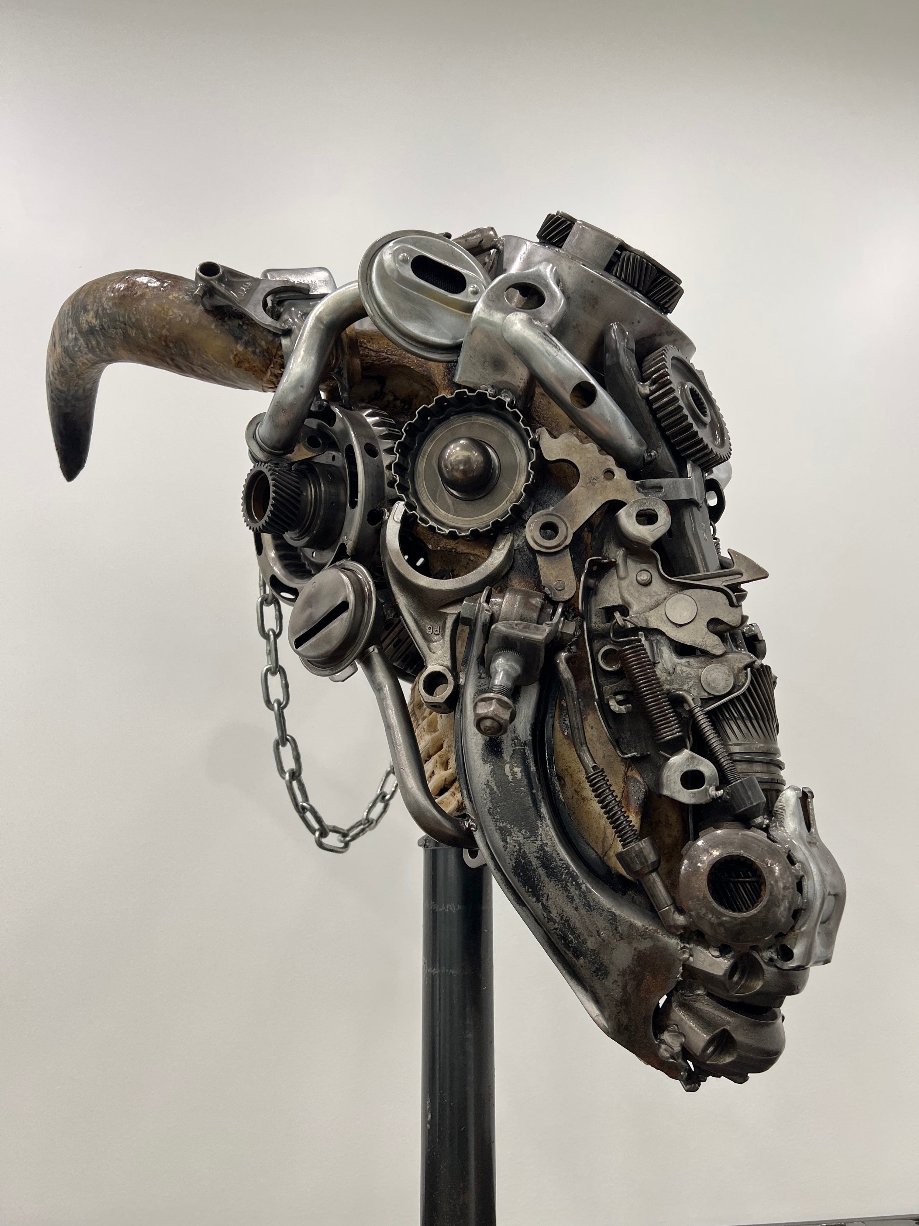 Kalifano Recycled Metal Art Bull Skull Recycled Metal Art Sculpture RMS-BSK-S66