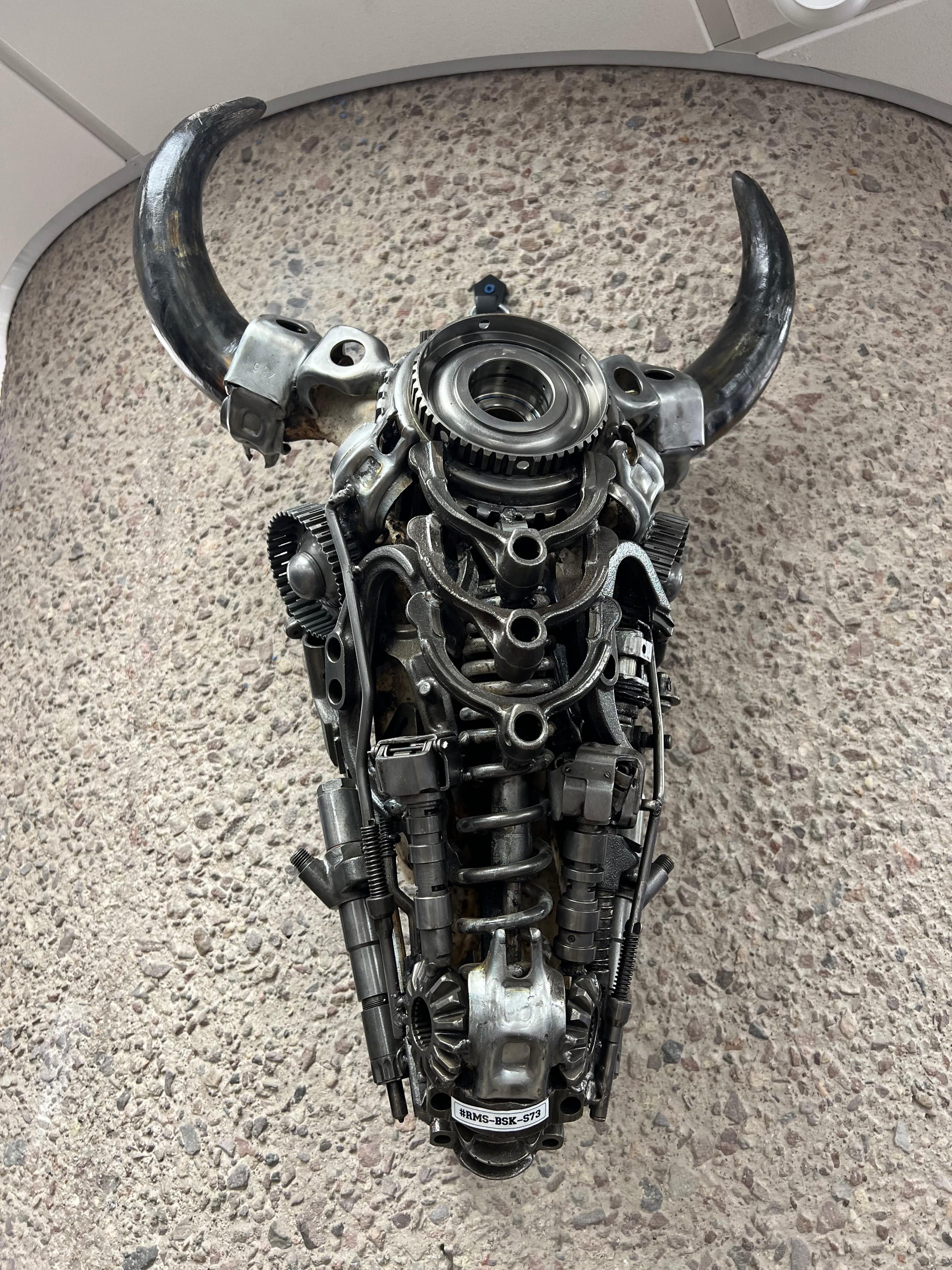 Kalifano Recycled Metal Art Bull Skull Recycled Metal Art Sculpture RMS-BSK-S73