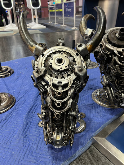 Kalifano Recycled Metal Art Bull Skull Recycled Metal Art Sculpture RMS-BSK-S79