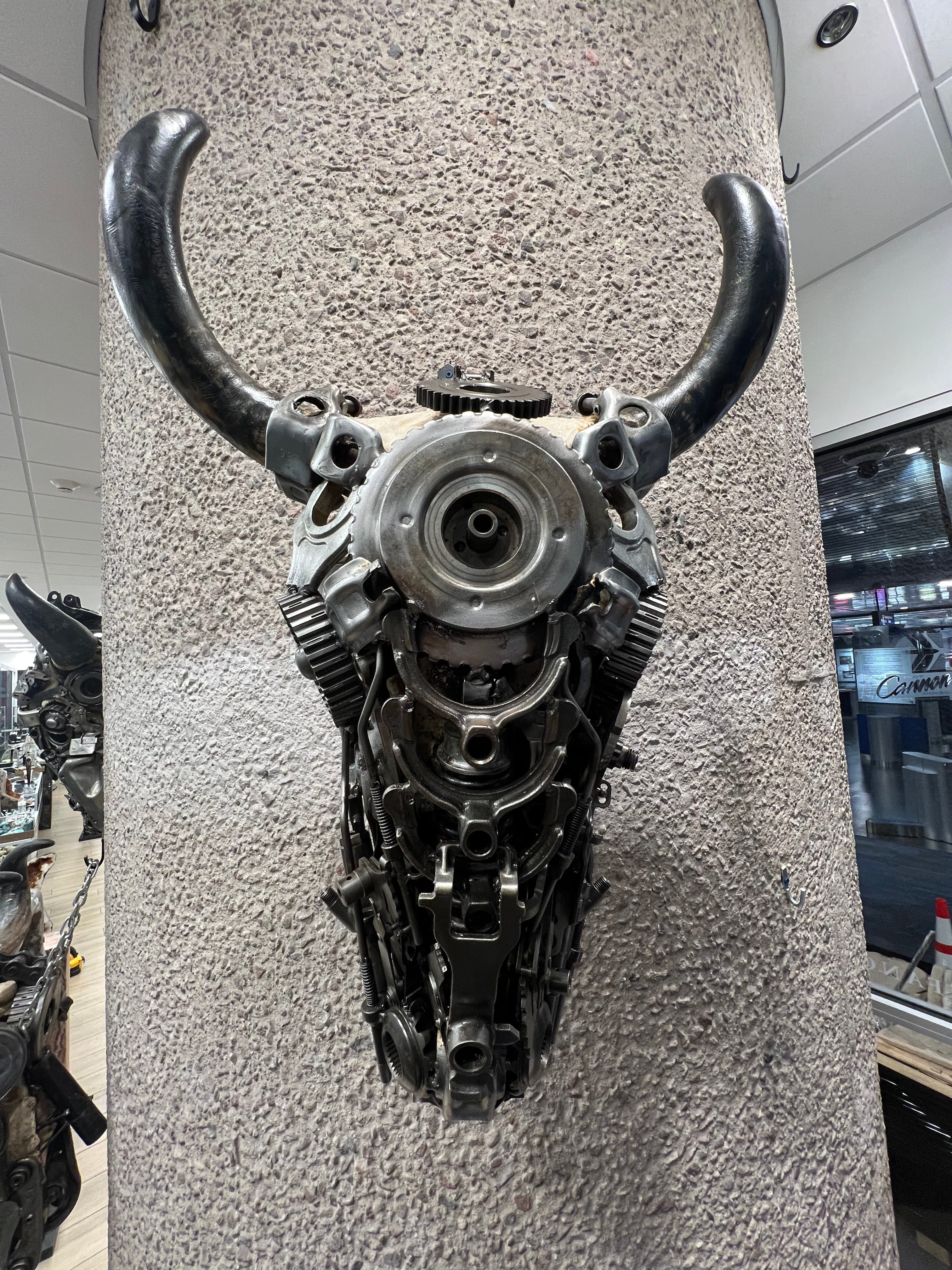 Kalifano Recycled Metal Art Bull Skull Recycled Metal Art Sculpture RMS-BSK-S86