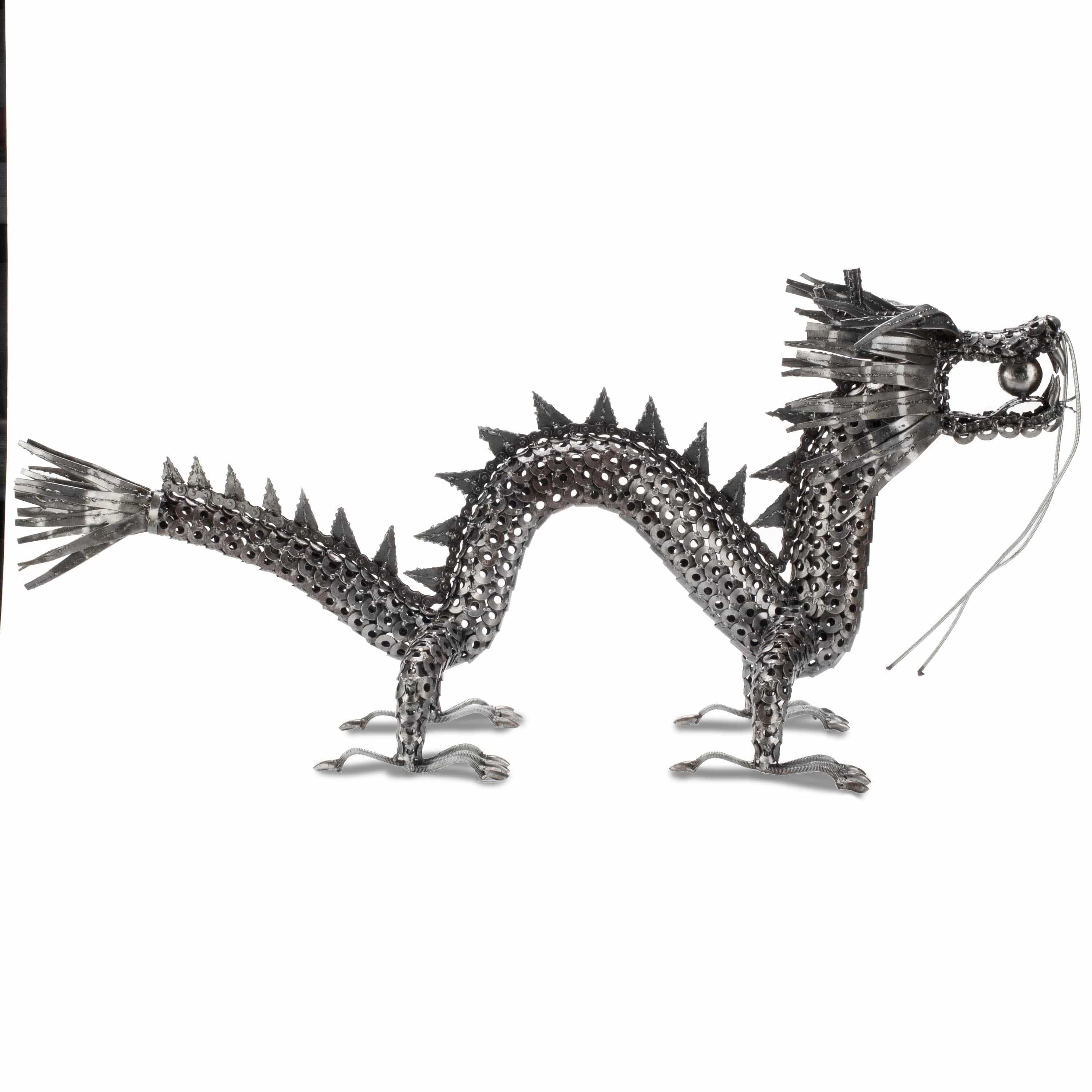 Kalifano Recycled Metal Art Chinese Dragon Inspired Recycled Metal Art Sculpture - RMS-CD45-Y