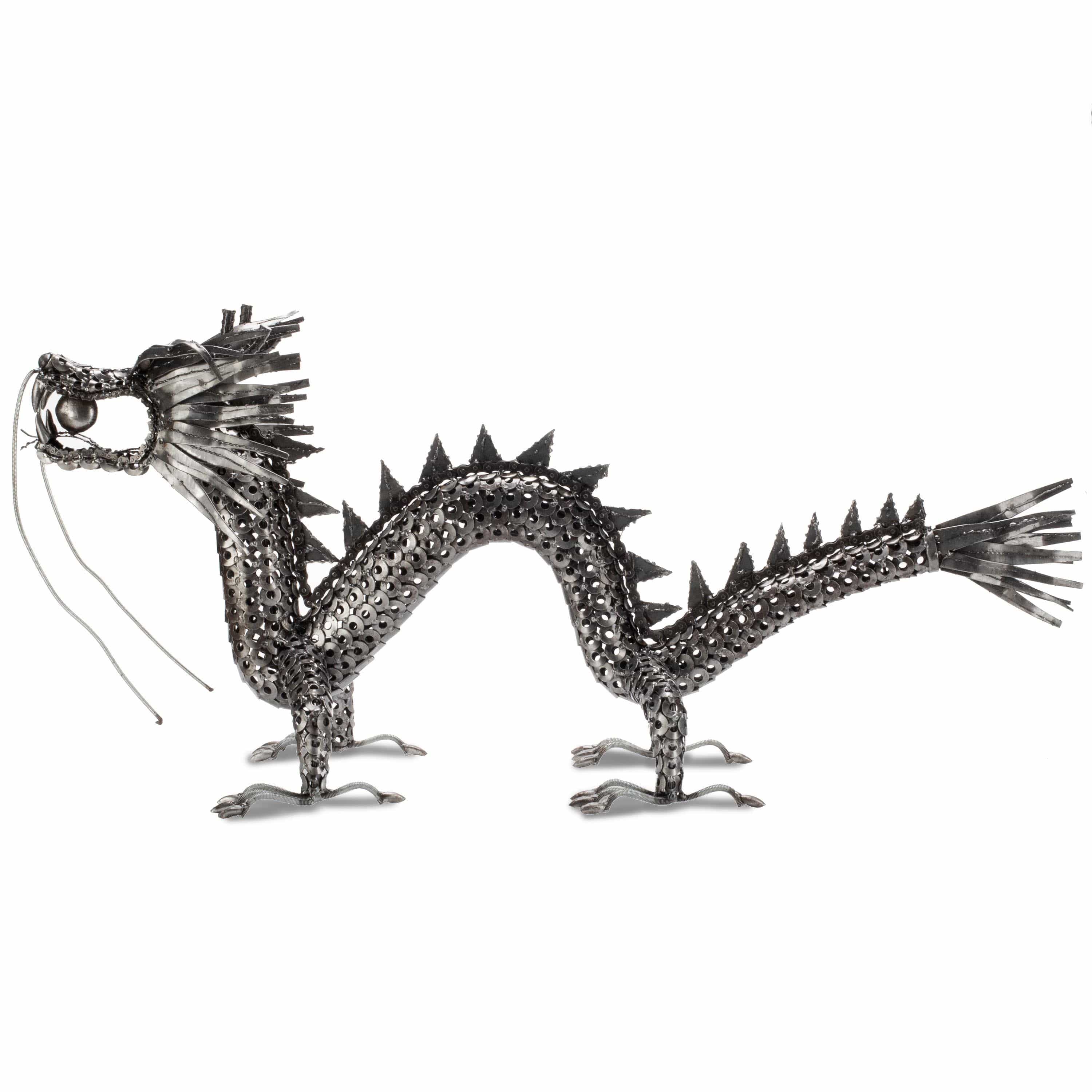 Kalifano Recycled Metal Art Chinese Dragon Inspired Recycled Metal Art Sculpture - RMS-CD45-Y