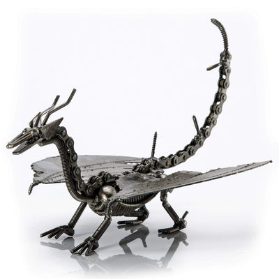 Kalifano Recycled Metal Art Chinese Dragon Inspired Recycled Metal Sculpture RMS-450CD-N