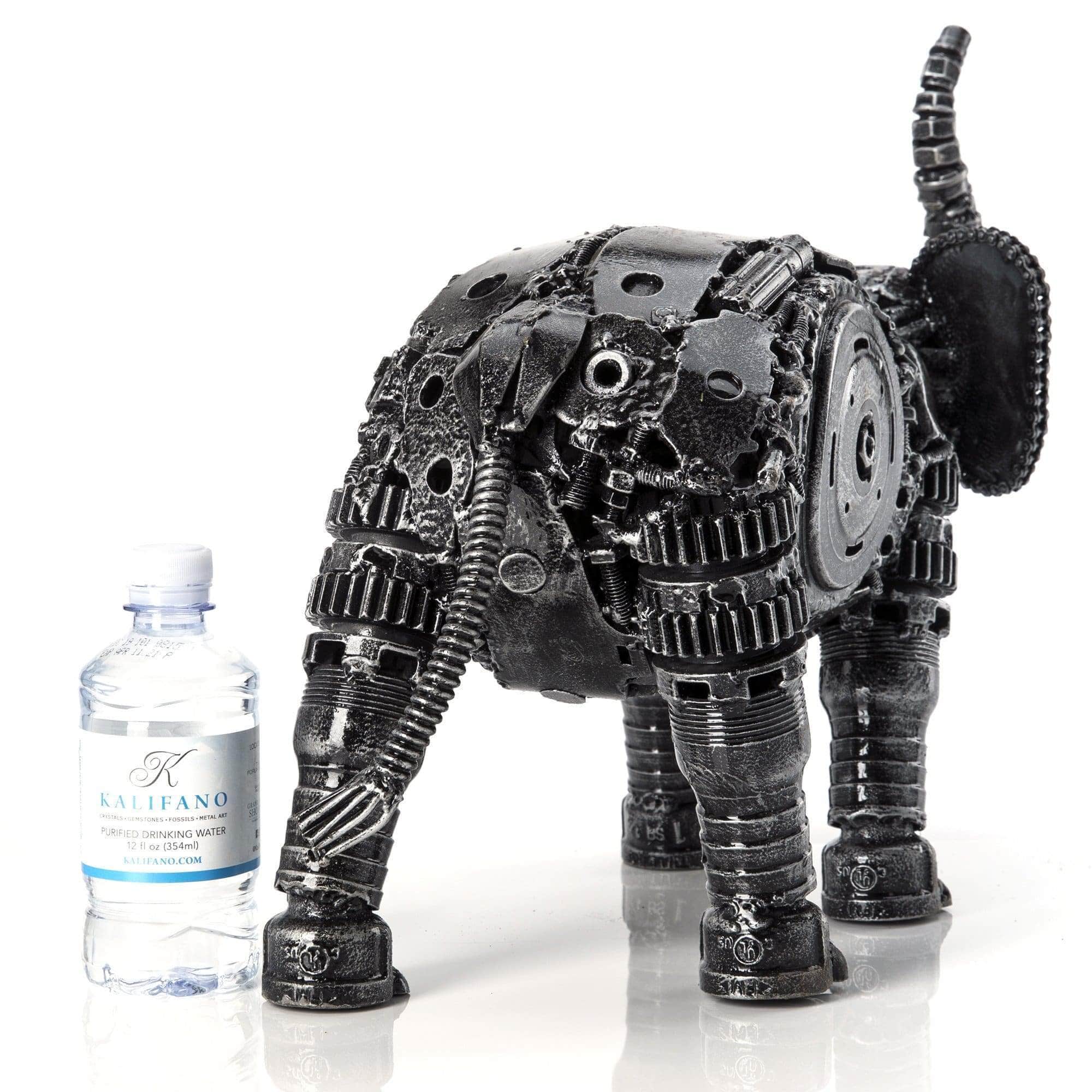 Kalifano Recycled Metal Art Elephant Silver Inspired Recycled Metal Sculpture Original, One-of-a-Kind Work of Art RMS-2500ES-N