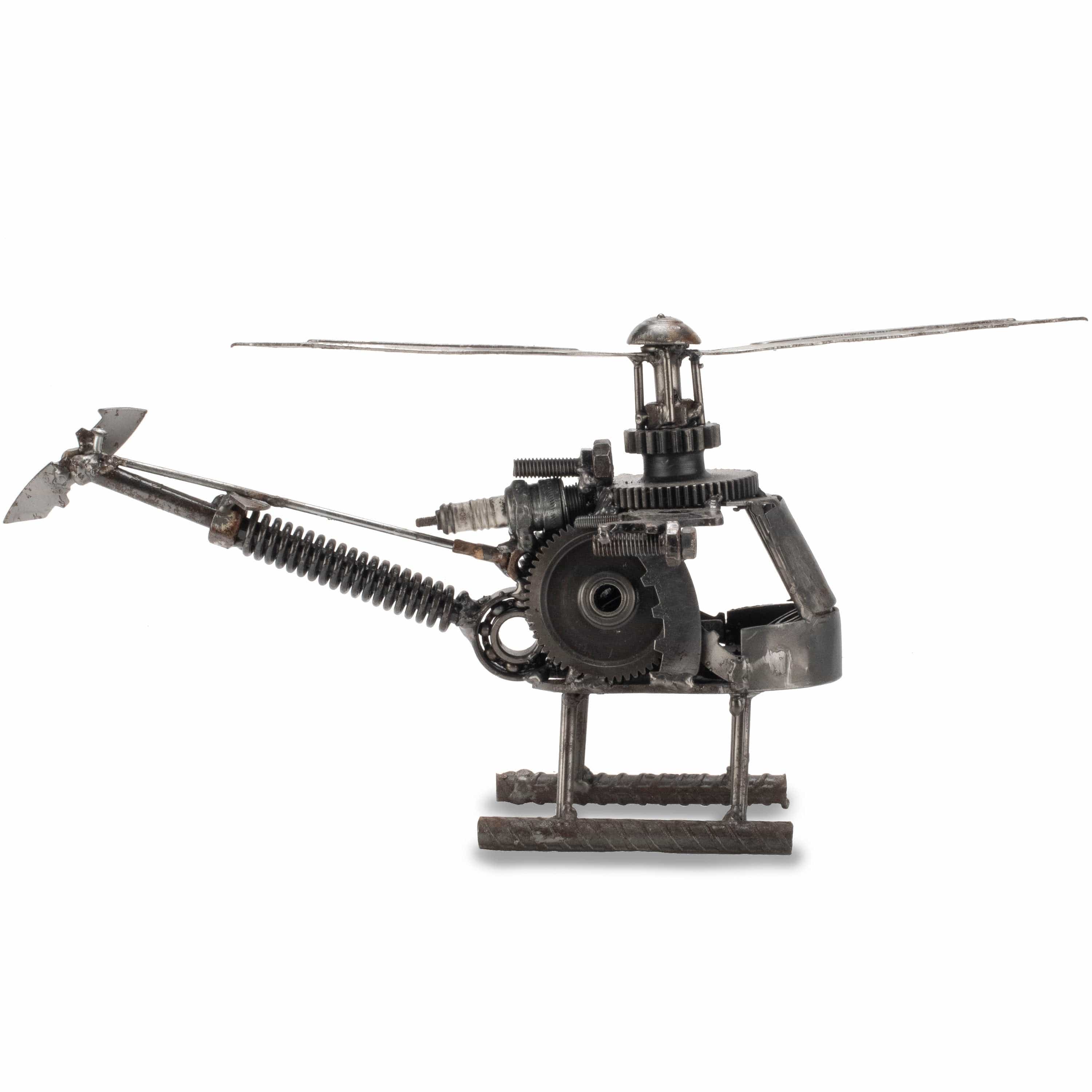 Kalifano Recycled Metal Art Helicopter Inspired Recycled Metal Art Sculpture - RMS-HC15-Y