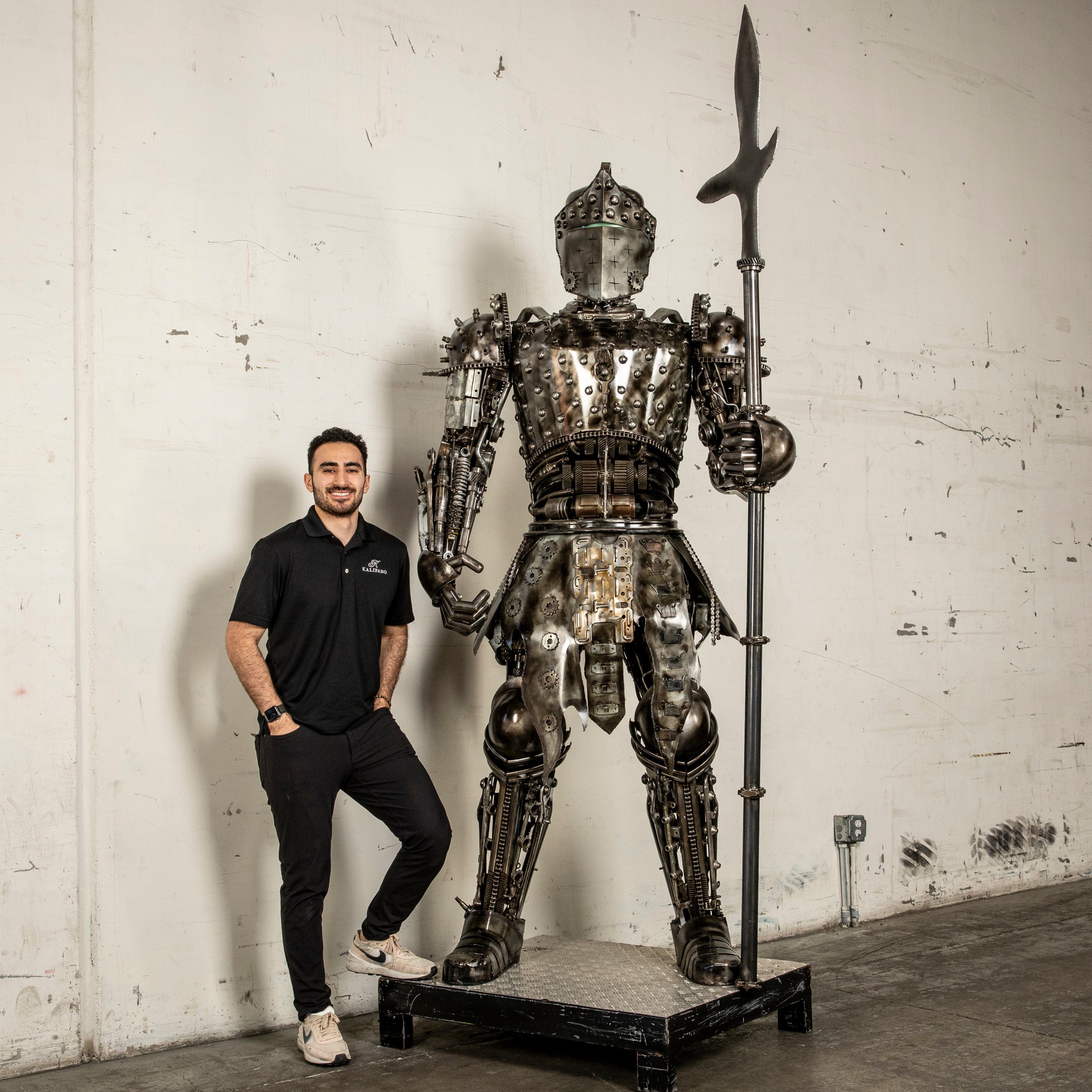 Kalifano Recycled Metal Art Knight Recycled Metal Art Sculpture - 7 ft 6 in Tall RMS-KN230-S09