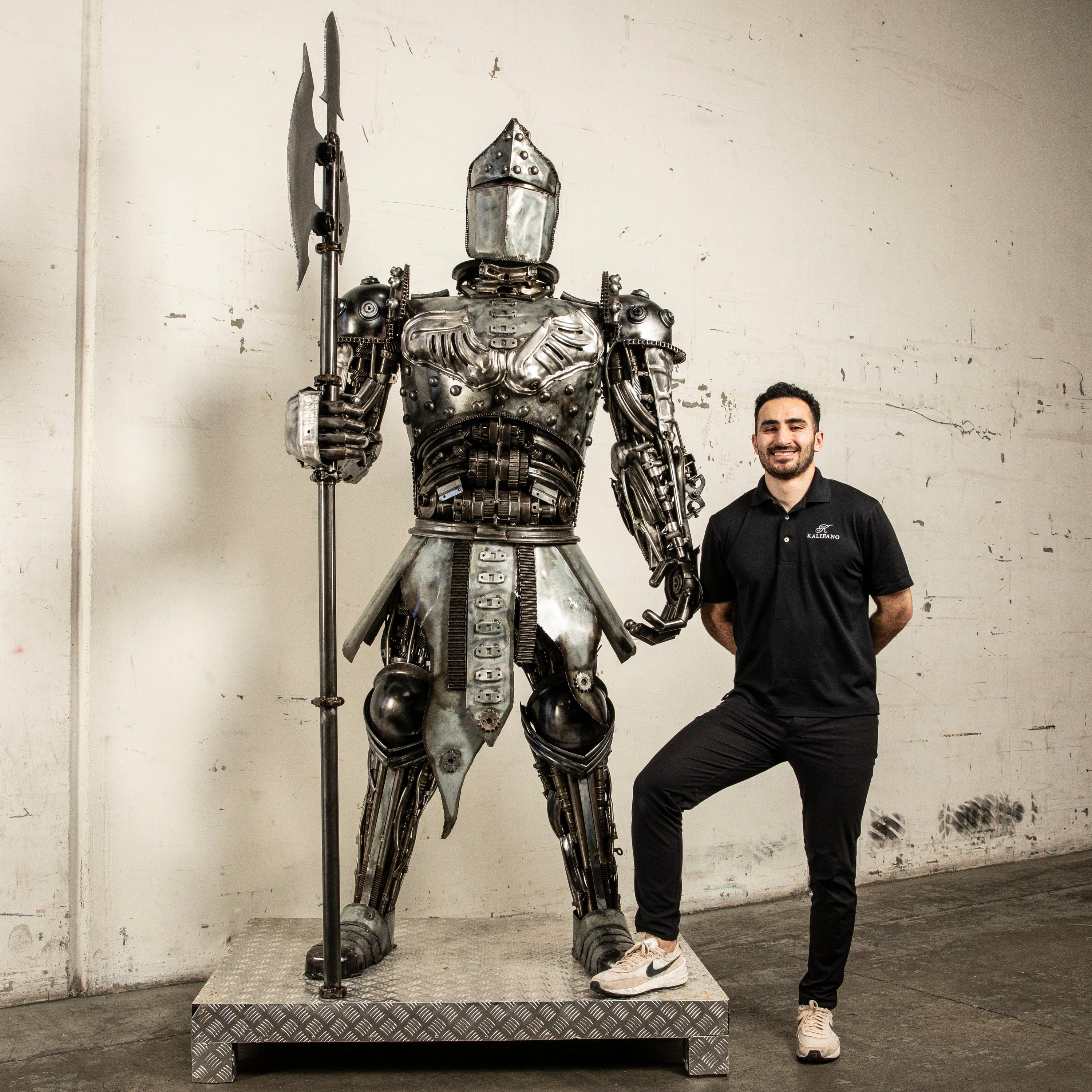 Kalifano Recycled Metal Art Knight Recycled Metal Art Sculpture - 7 ft 6 in Tall RMS-KN230-S10