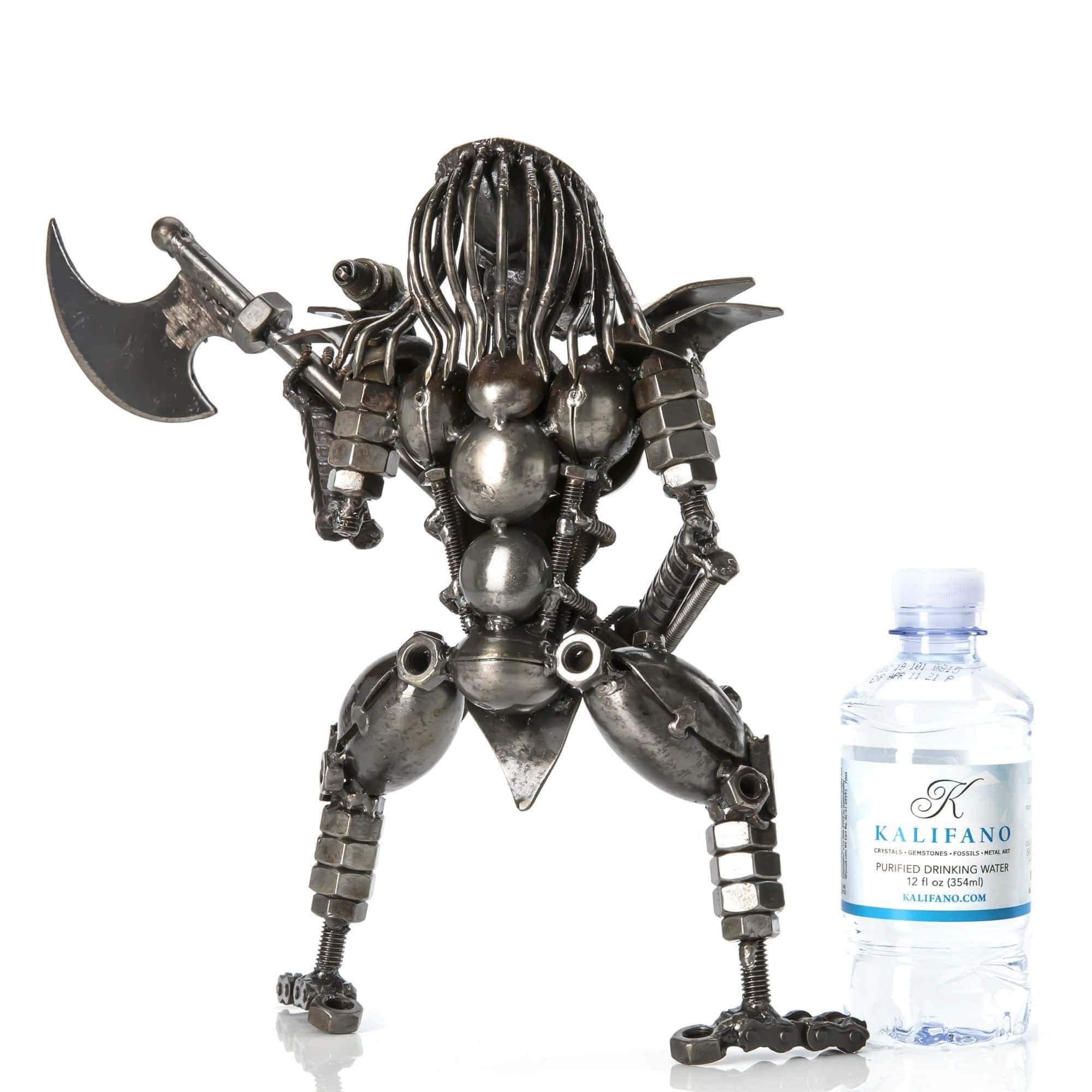 KALIFANO Recycled Metal Art Predator with Battle Axe Inspired Recycled Metal Sculpture RMS-700PB-N