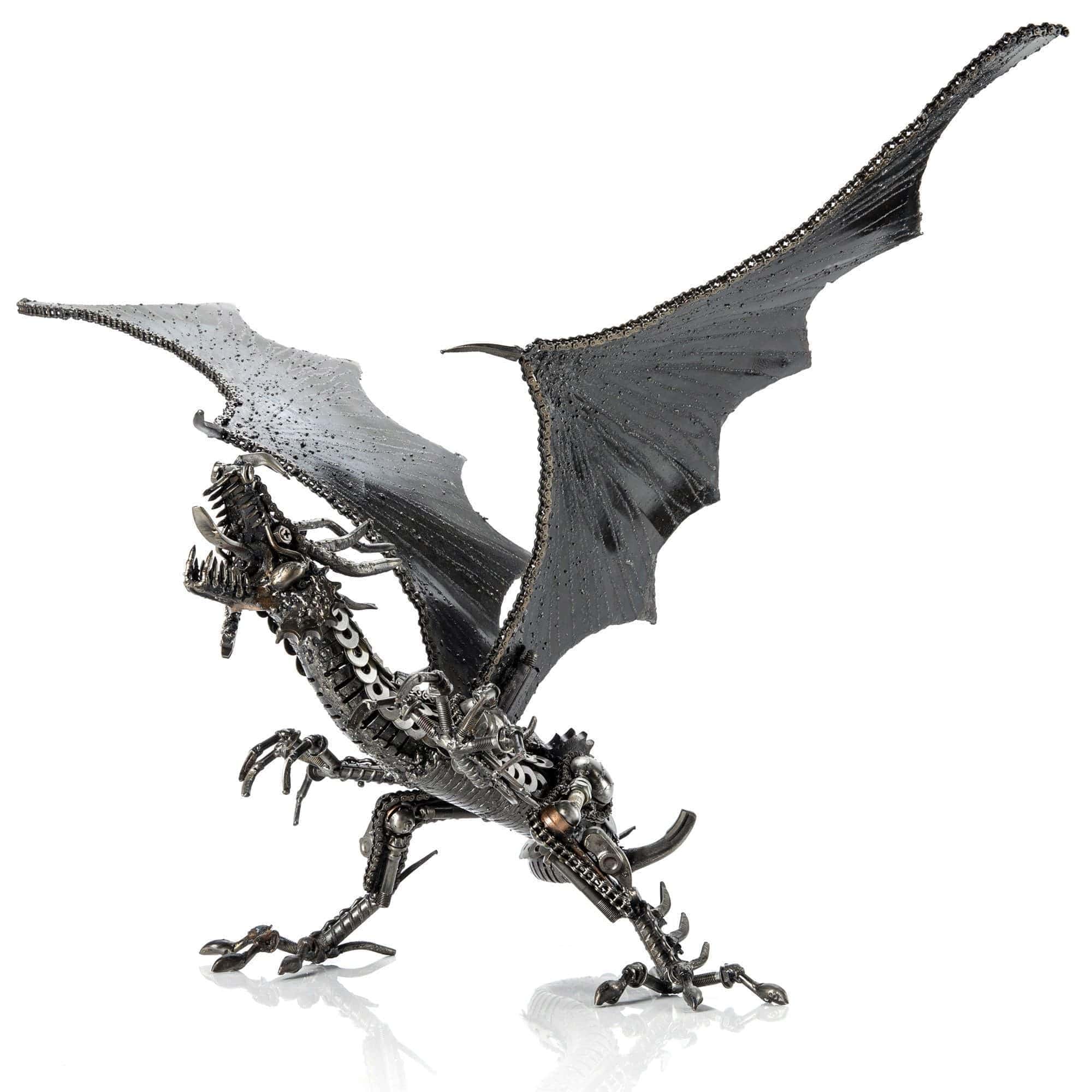 Kalifano Recycled Metal Art Small Dragon Original Recycled Metal Art Sculpture RMS-D59x70-S