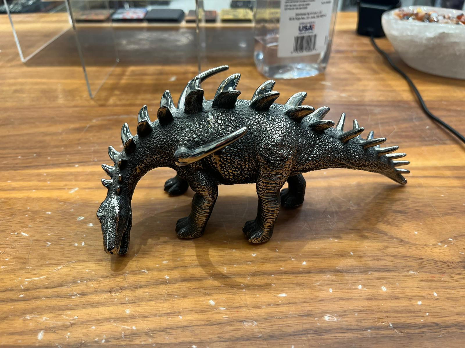 Kalifano Recycled Metal Art Stegosaurus Dinosaur Stainless Steel Hand Made Carving CV400-SS-ST
