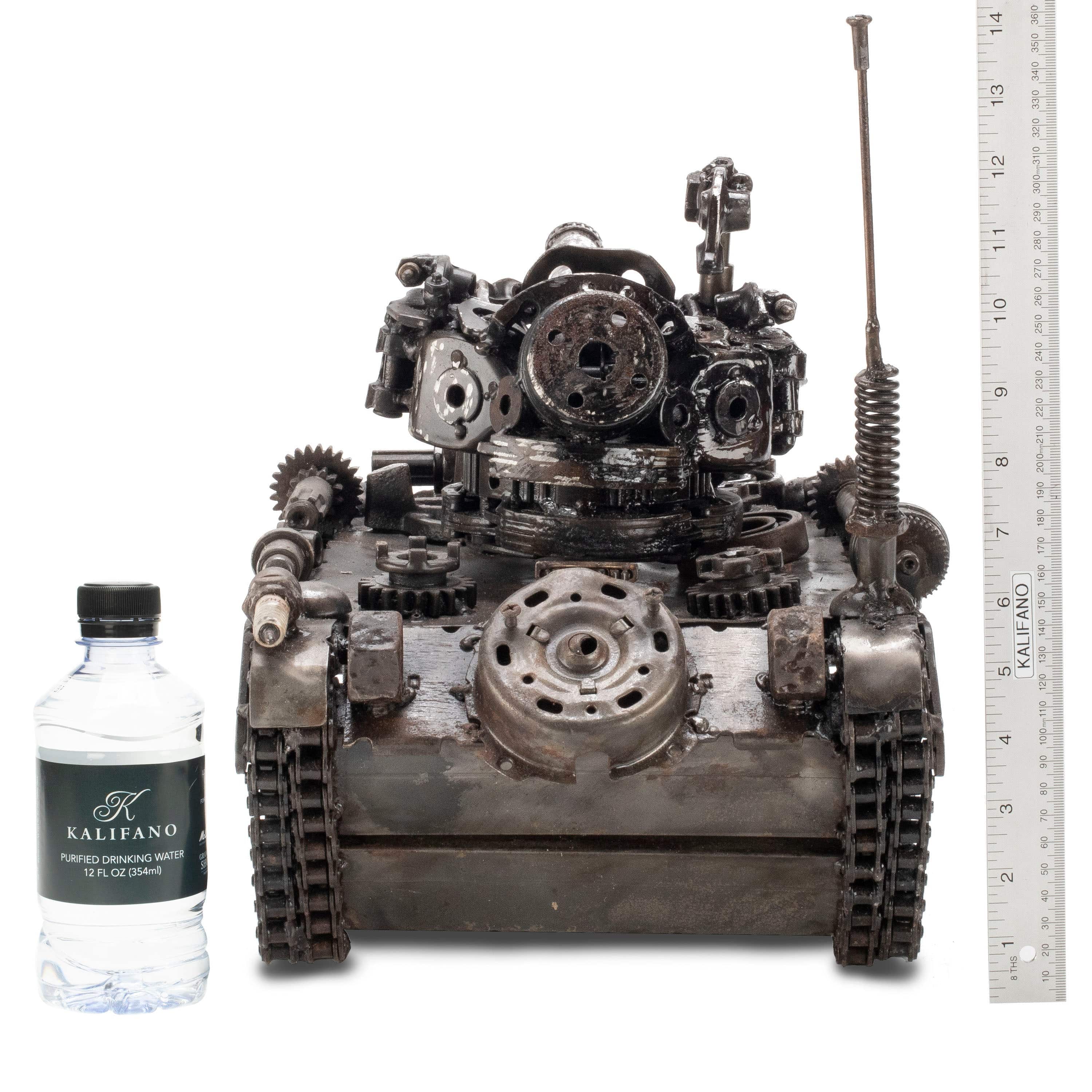 Kalifano Recycled Metal Art Tank Inspired Recycled Metal Art Sculpture - RMS-TANK30-Y