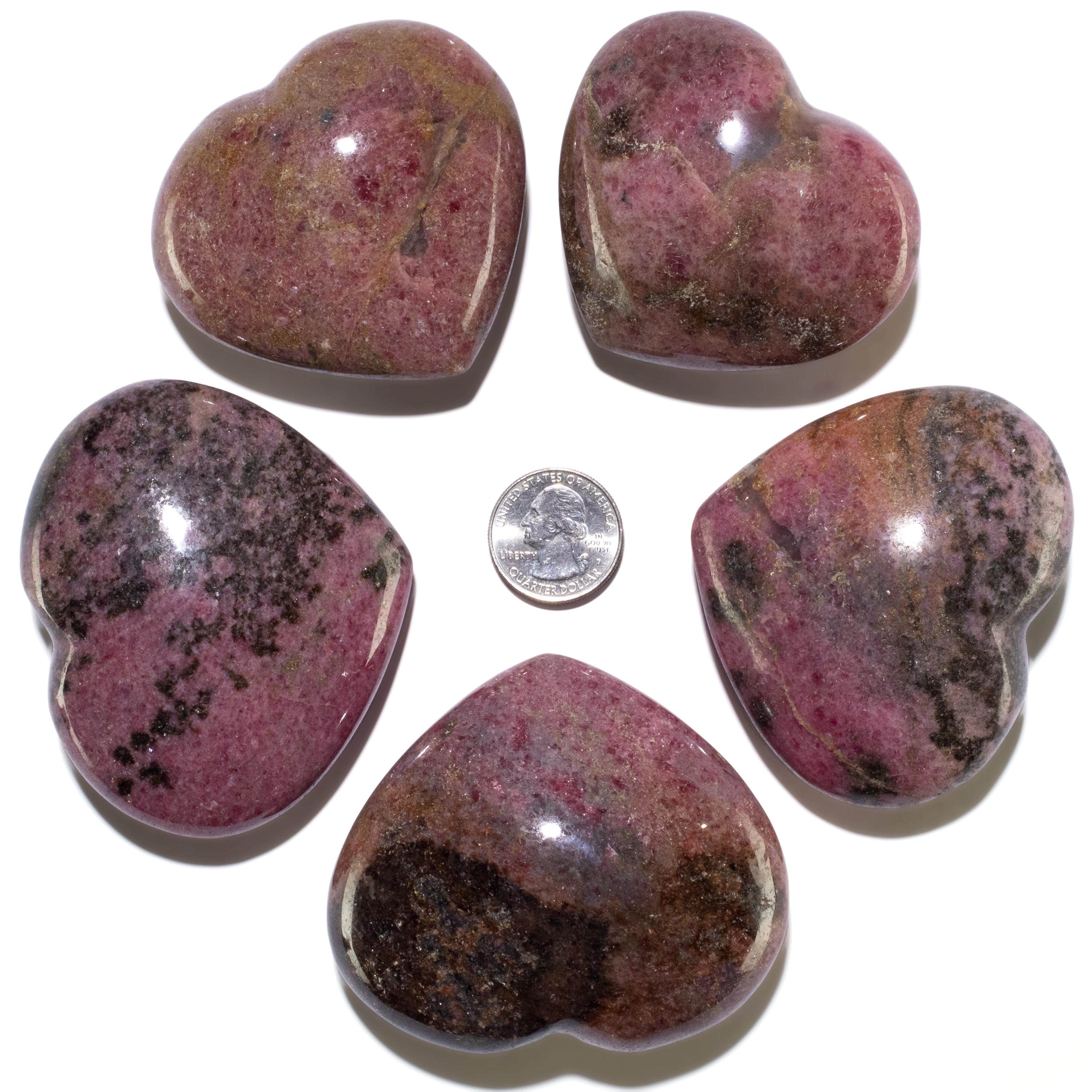 KALIFANO Rhodonite Rhodonite Gemstone Heart Carving 225g / 3in. GH240-RD