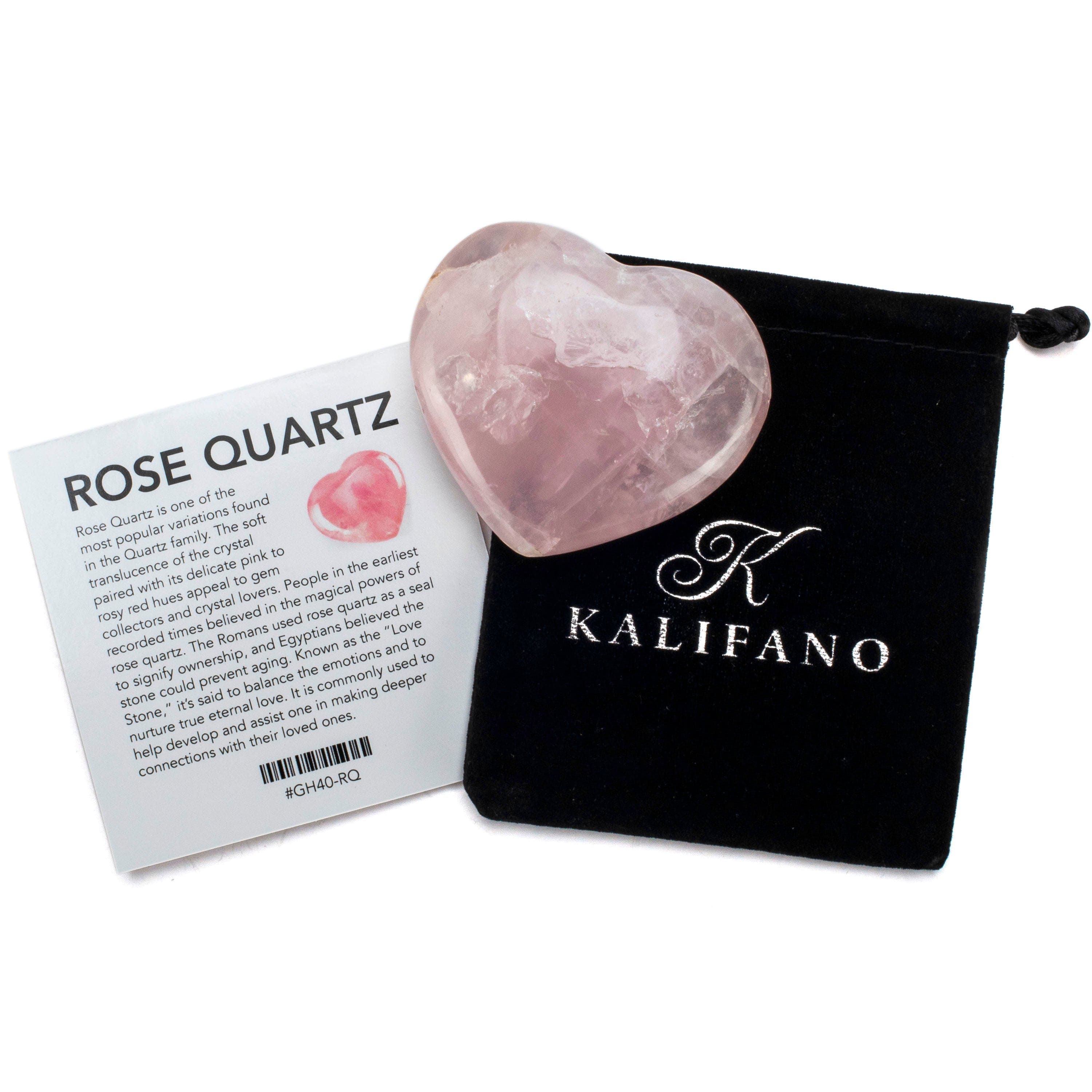 Kalifano Rose Quartz Natural Rose Quartz Heart Carving from Madagascar -3" GH140-RQ