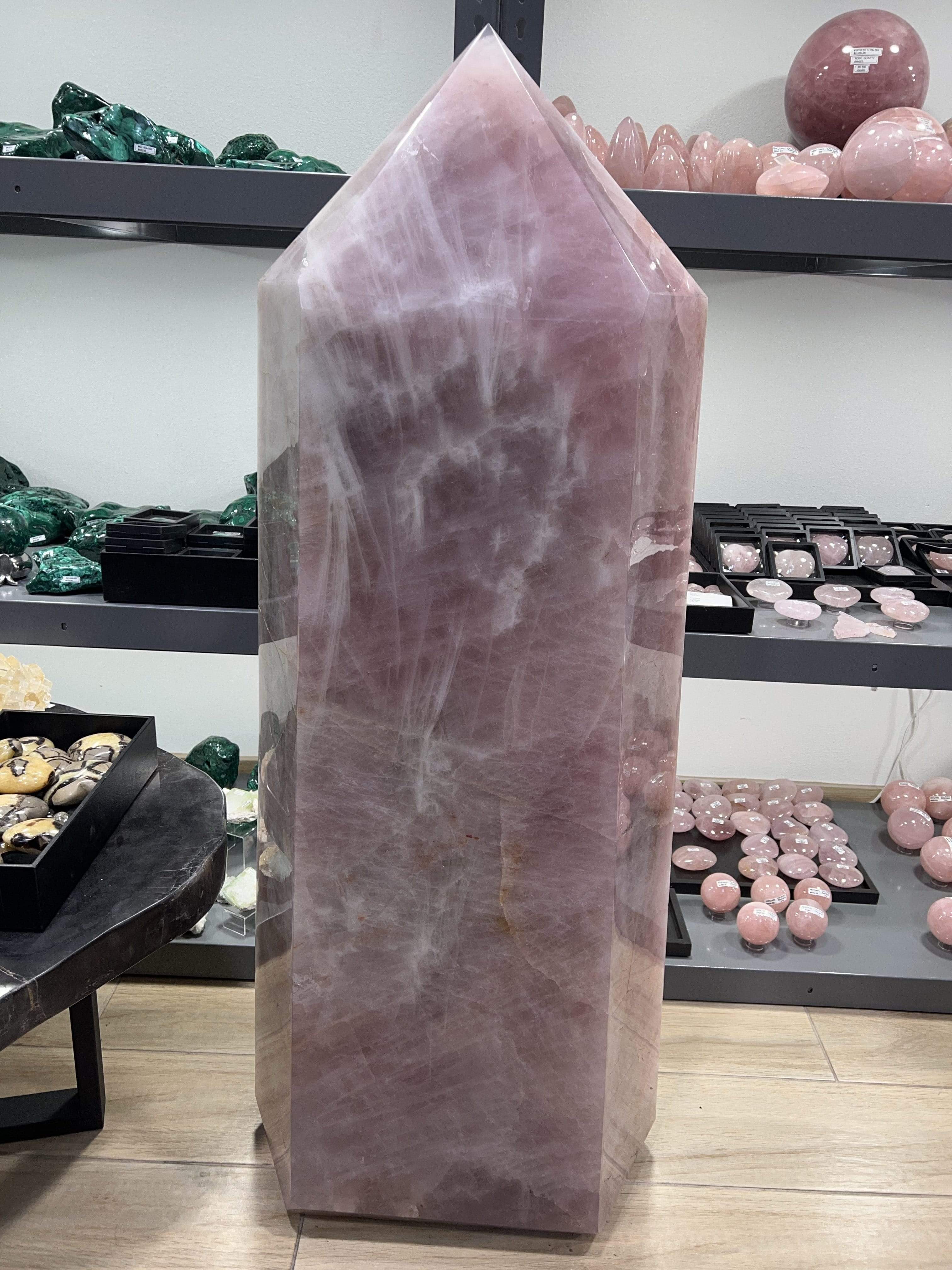 Kalifano Rose Quartz Natural Rose Quartz Obelisk from Brazil - 1,102 lbs / 55" RQ150000.002