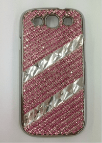 SPCG-010-R - Samsung Galaxy S3 Case with Diagonal Line Rose Czech Crystals Main Image