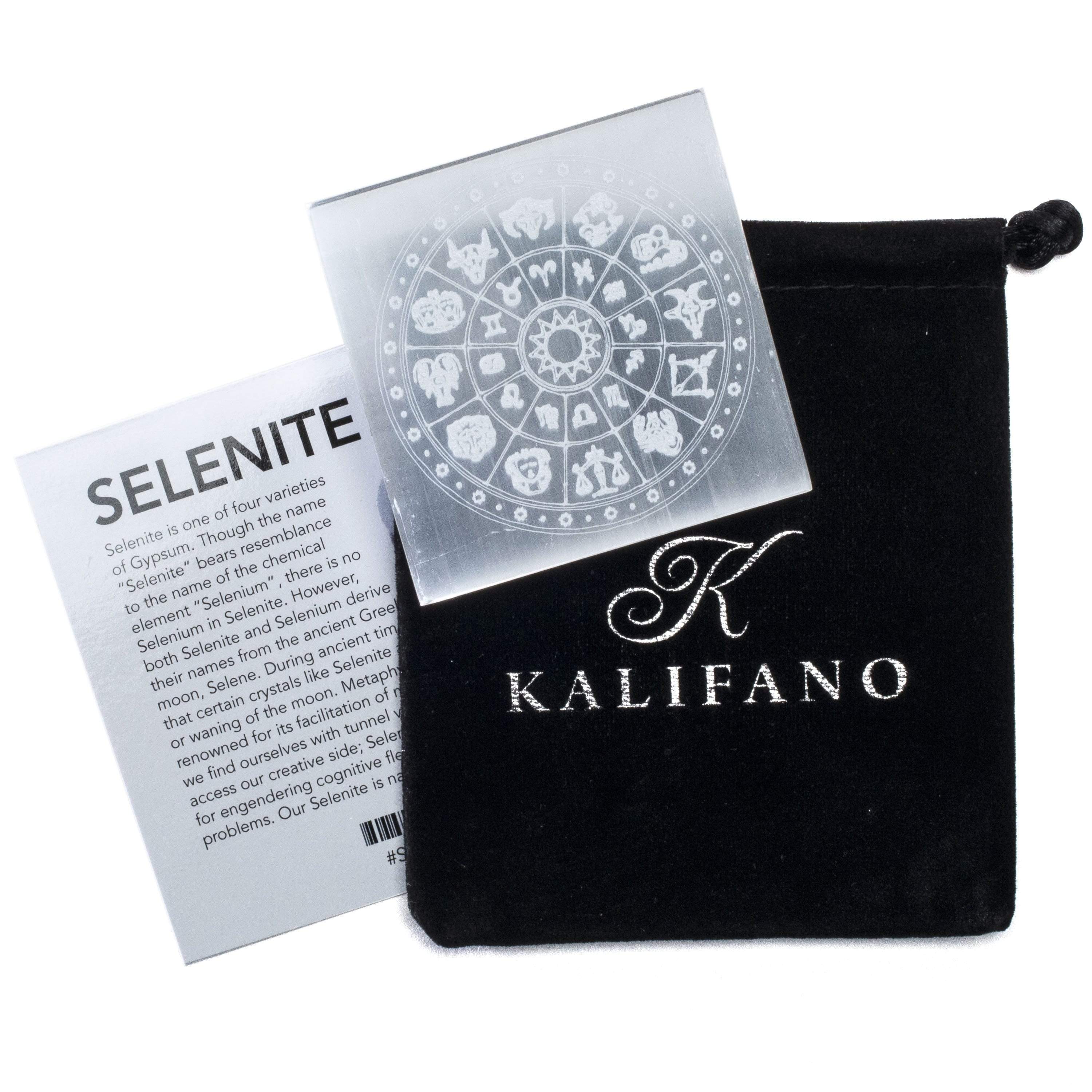 Kalifano Selenite Zodiac Selenite Crystal Charging Plate SCP7-Z