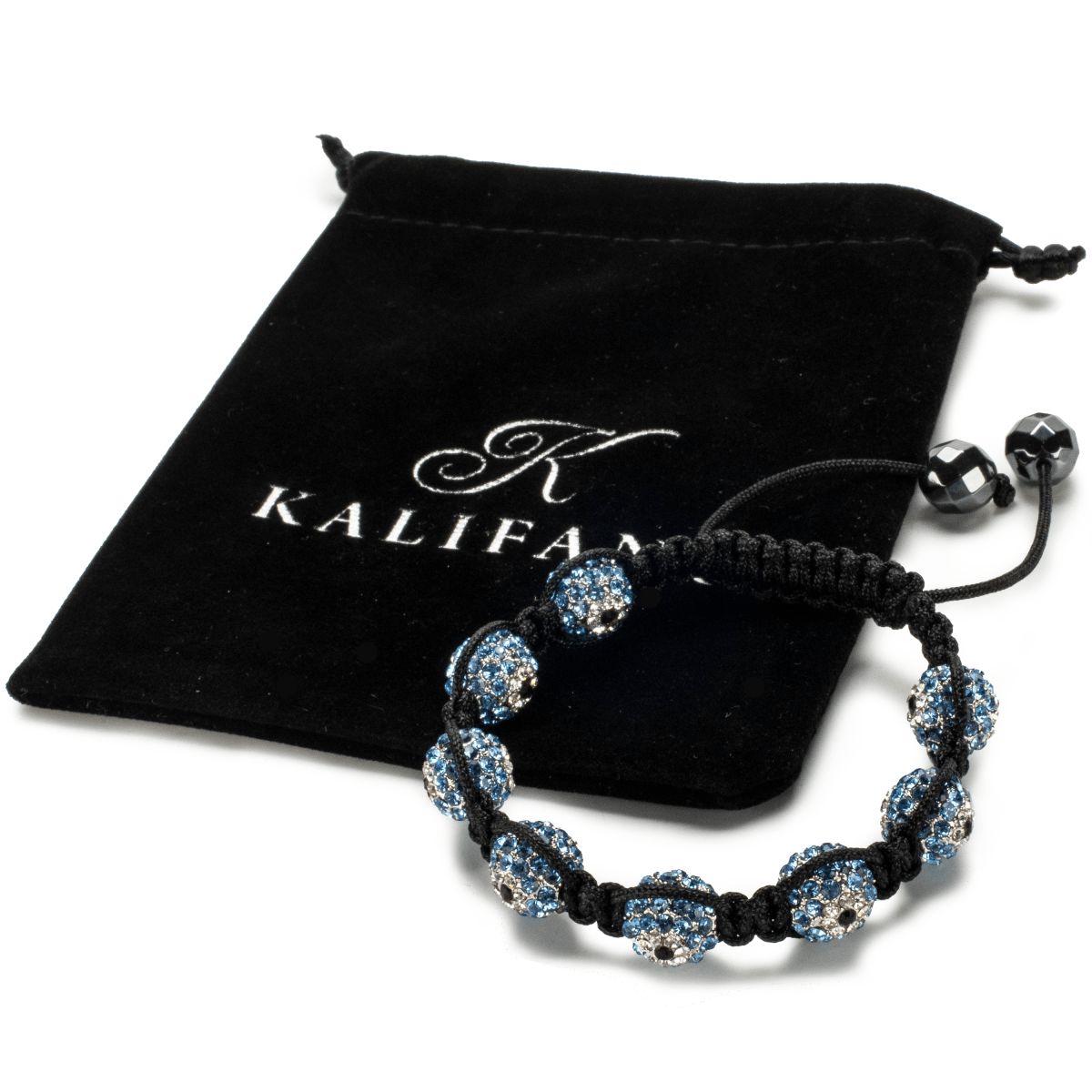 Kalifano Shamballa Bracelets Light Sapphire Shamballa Evil Eye Crystal Bracelet SB-EE-22