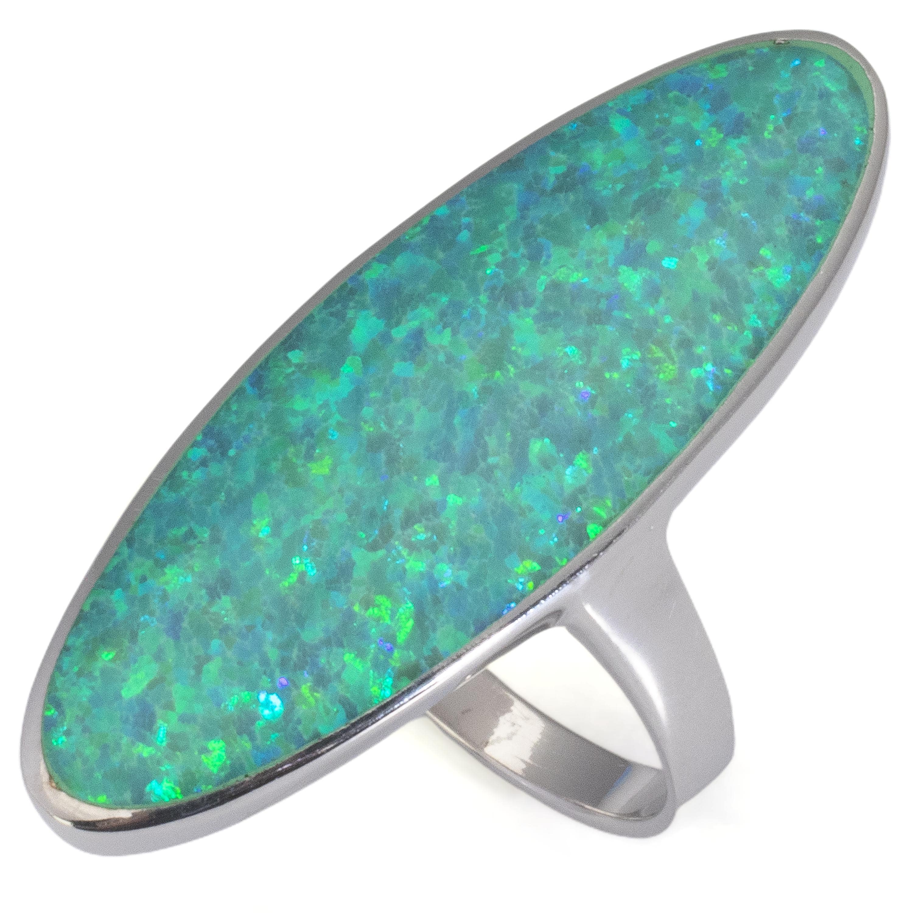 Kalifano Southwest Silver Jewelry 10 Green Opal 925 Sterling Silver Ring Handmade NMR.0056.GO.10
