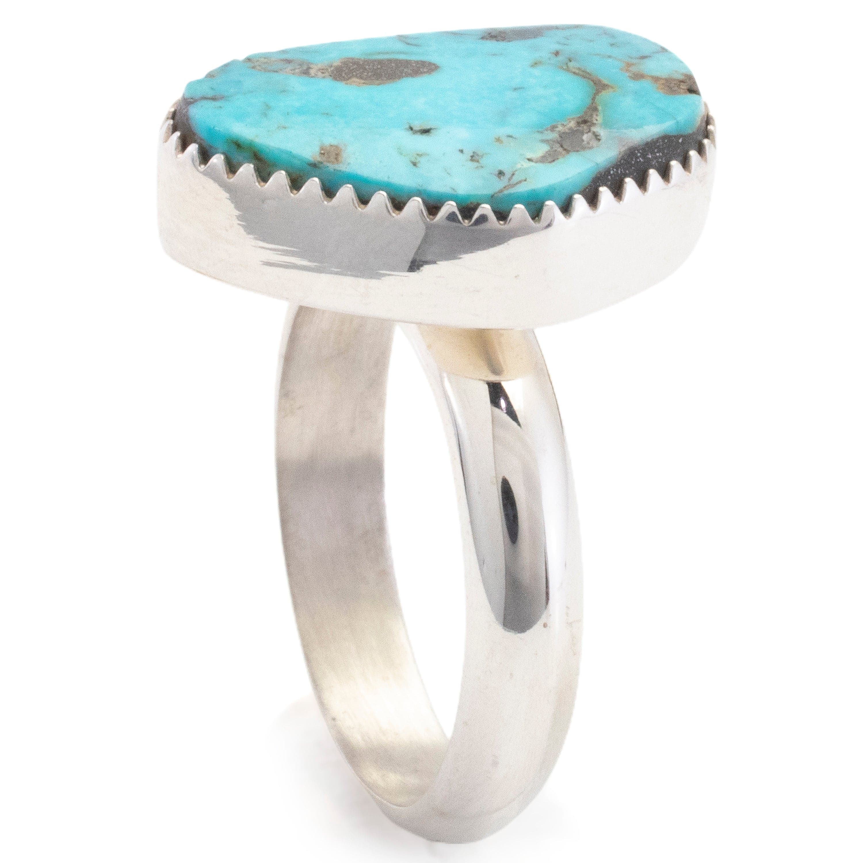 Kalifano Southwest Silver Jewelry 11 Kingman Turquoise USA Handmade 925 Sterling Silver Ring NMR350.001.11