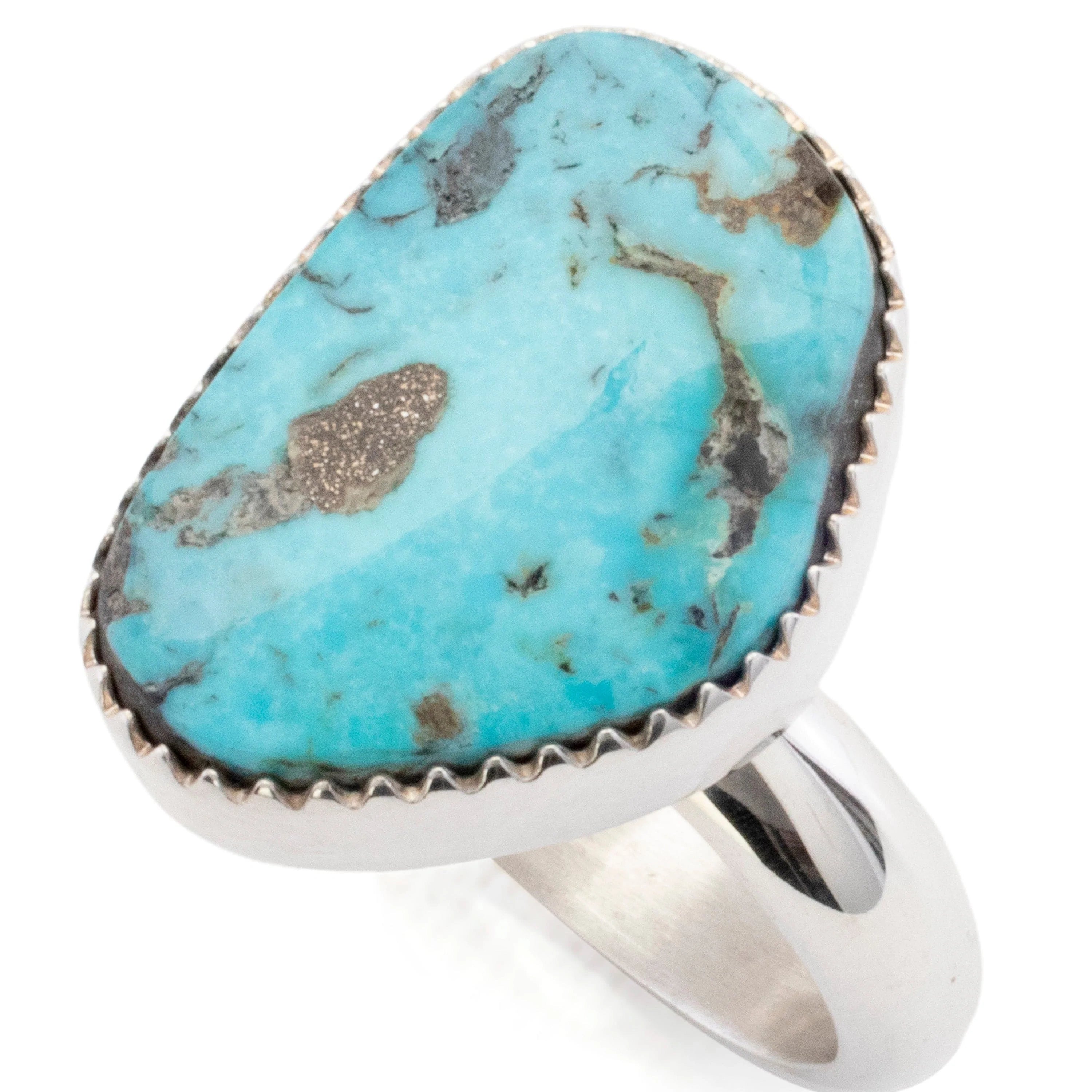 Kalifano Southwest Silver Jewelry 11 Kingman Turquoise USA Handmade 925 Sterling Silver Ring NMR350.001.11