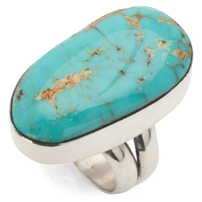 Kalifano Southwest Silver Jewelry 7 Kingman Turquoise USA Handmade 925 Sterling Silver Ring NMR450.001.7