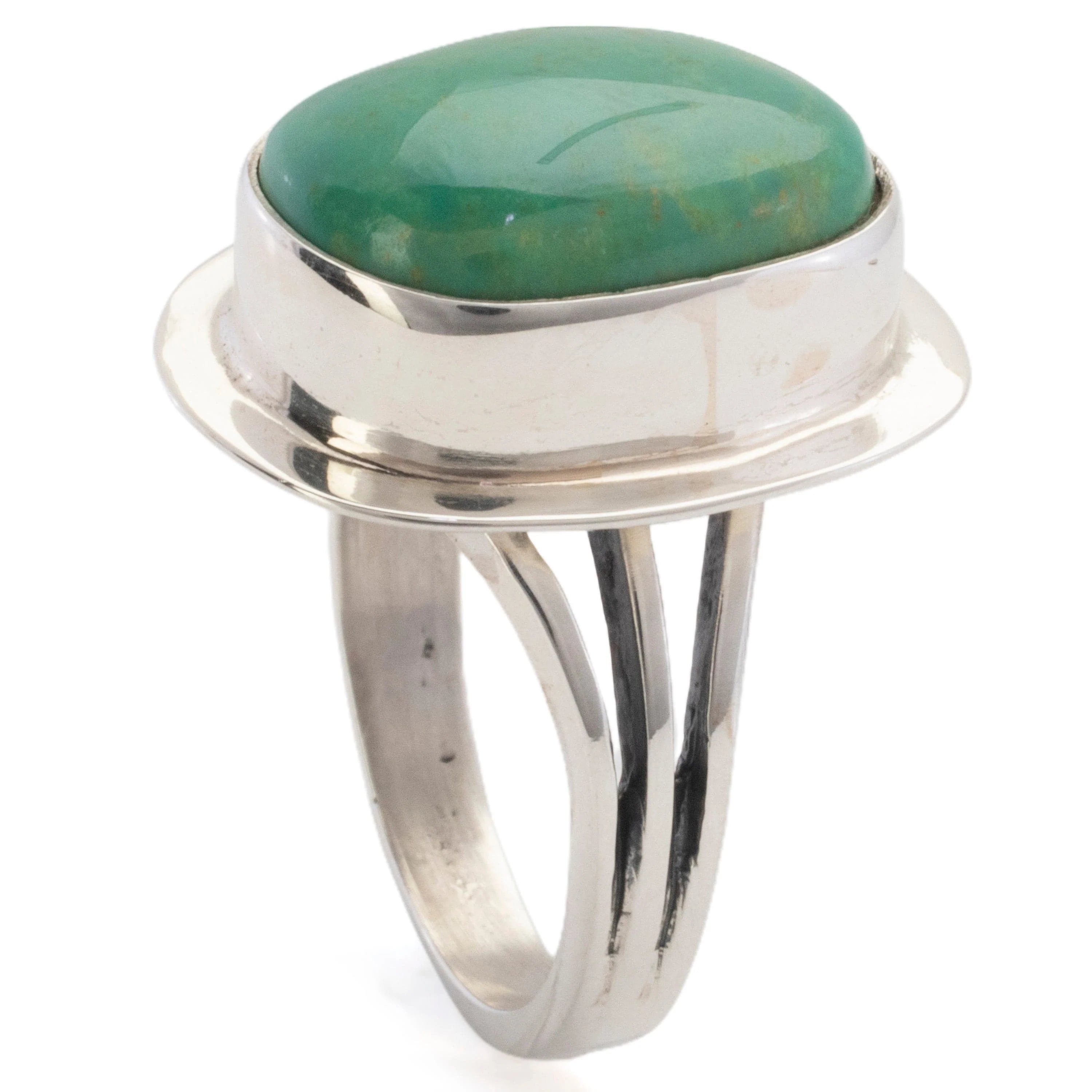 Kalifano Southwest Silver Jewelry 8 Kingman Turquoise USA Handmade 925 Sterling Silver Ring NMR300.003.8