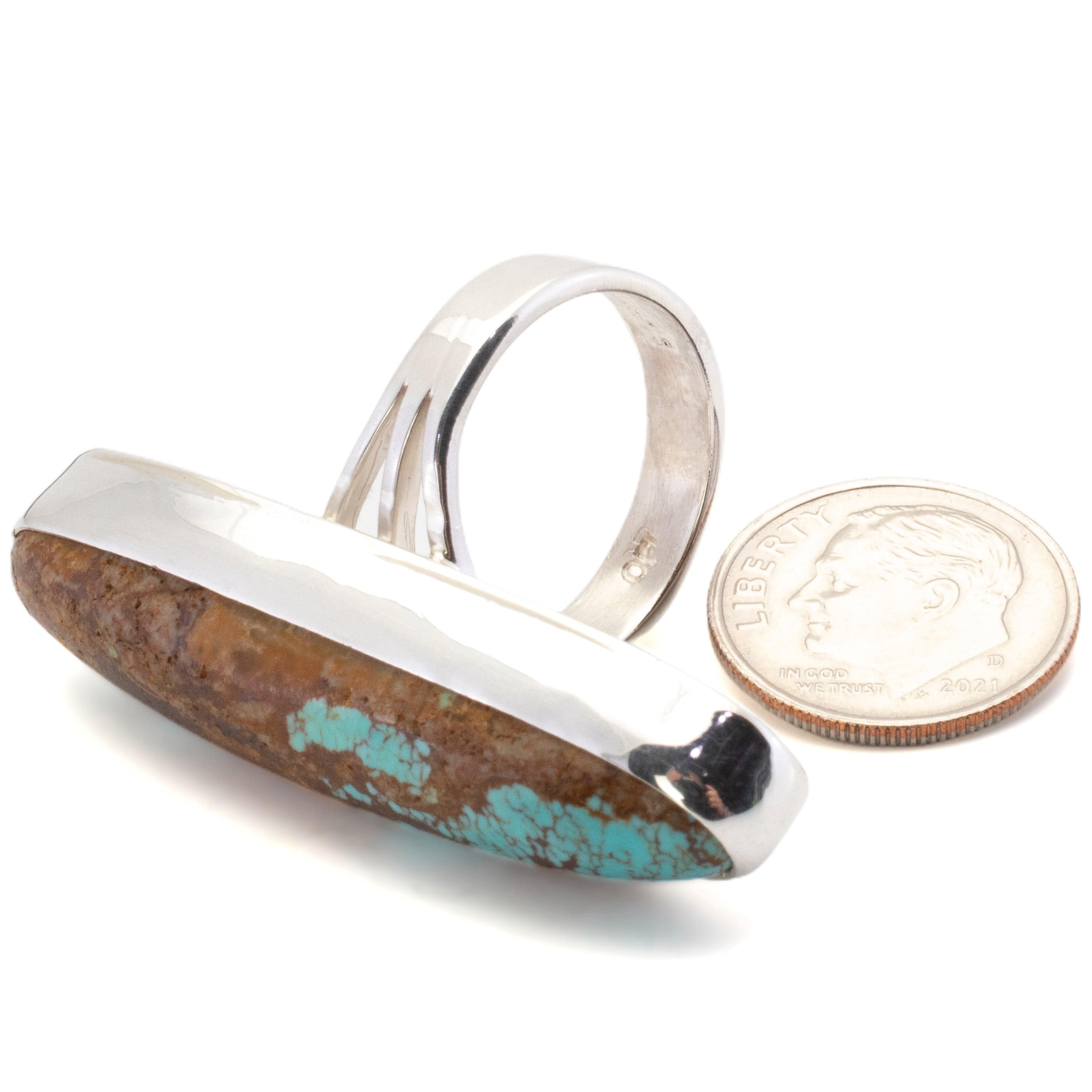 Kalifano Southwest Silver Jewelry 8 Kingman Turquoise USA Handmade 925 Sterling Silver Ring NMR500.002.8