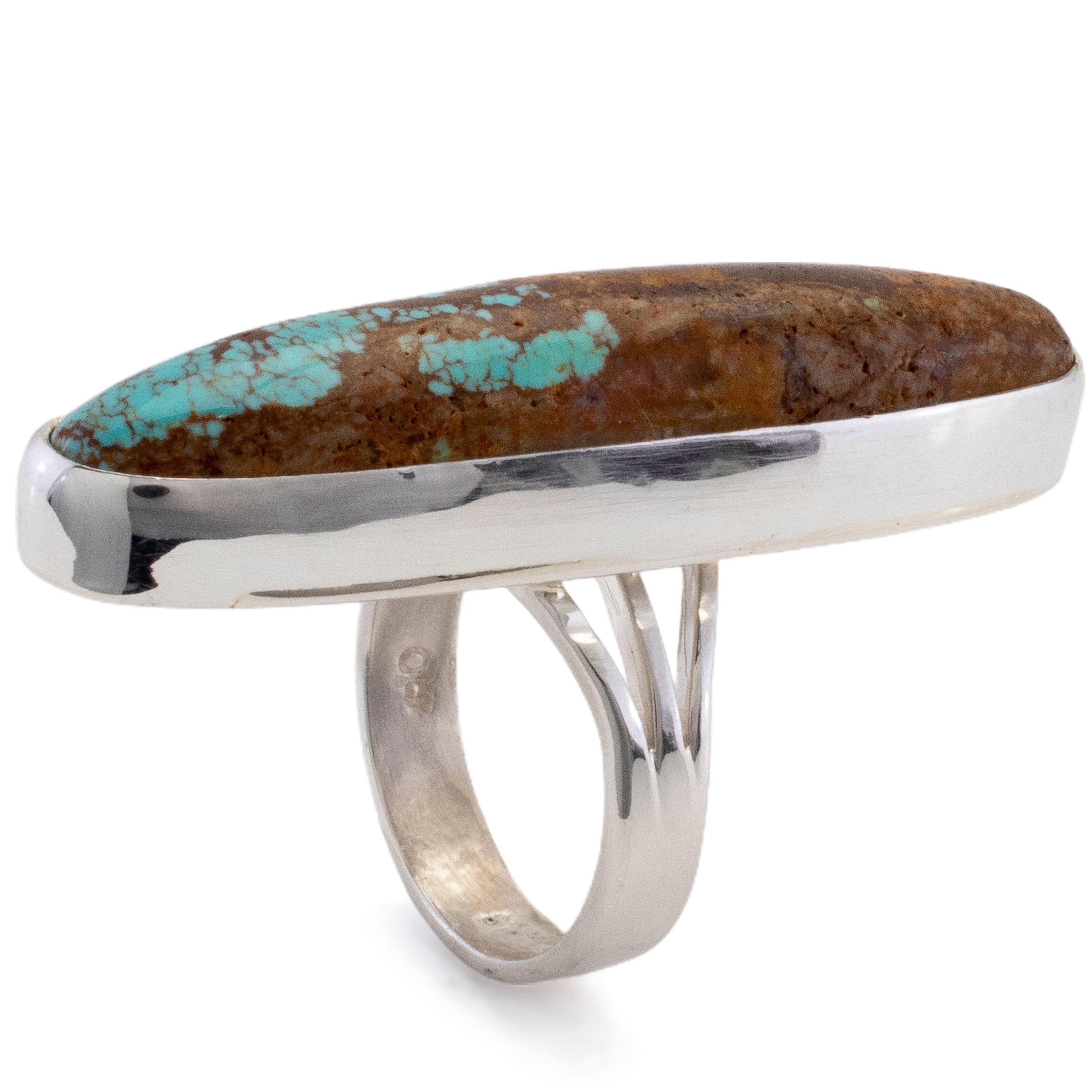 Kalifano Southwest Silver Jewelry 8 Kingman Turquoise USA Handmade 925 Sterling Silver Ring NMR500.002.8