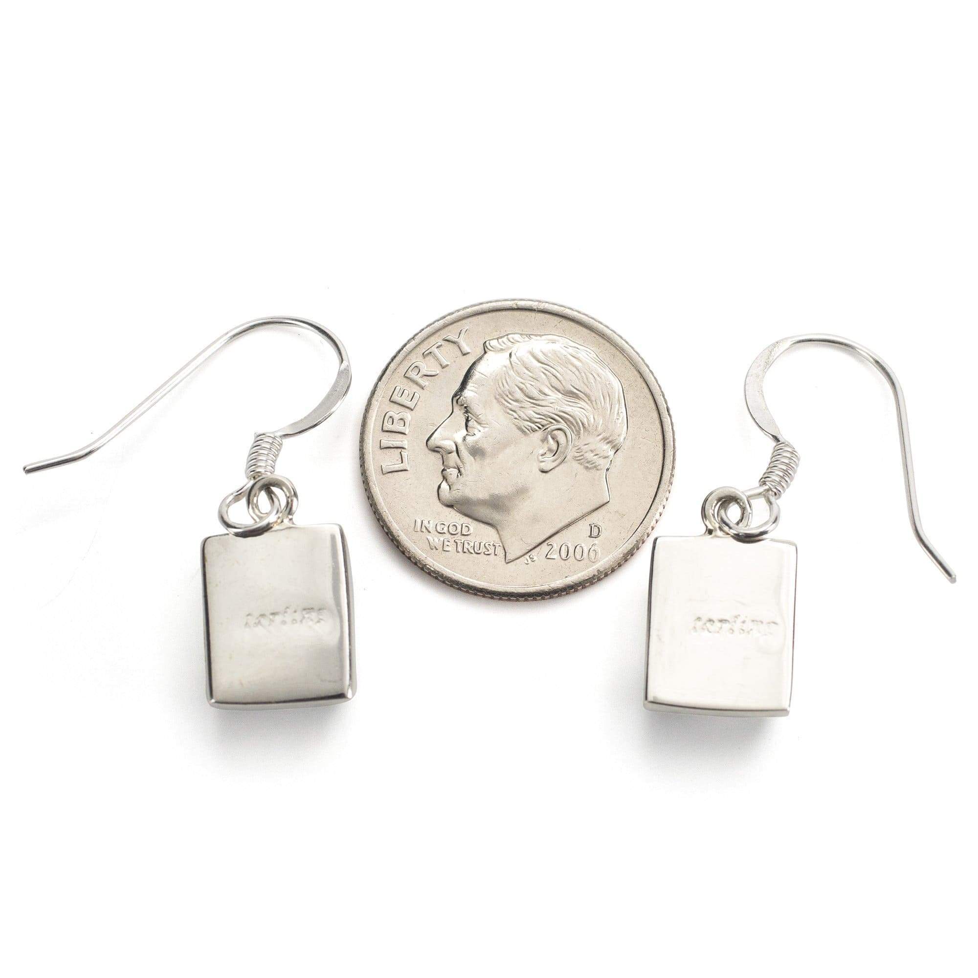 Kalifano Southwest Silver Jewelry Black Onyx Square 925 Sterling Silver Earring with French Hook USA Handmade with Aqua Opal Accent NME.1116.BO