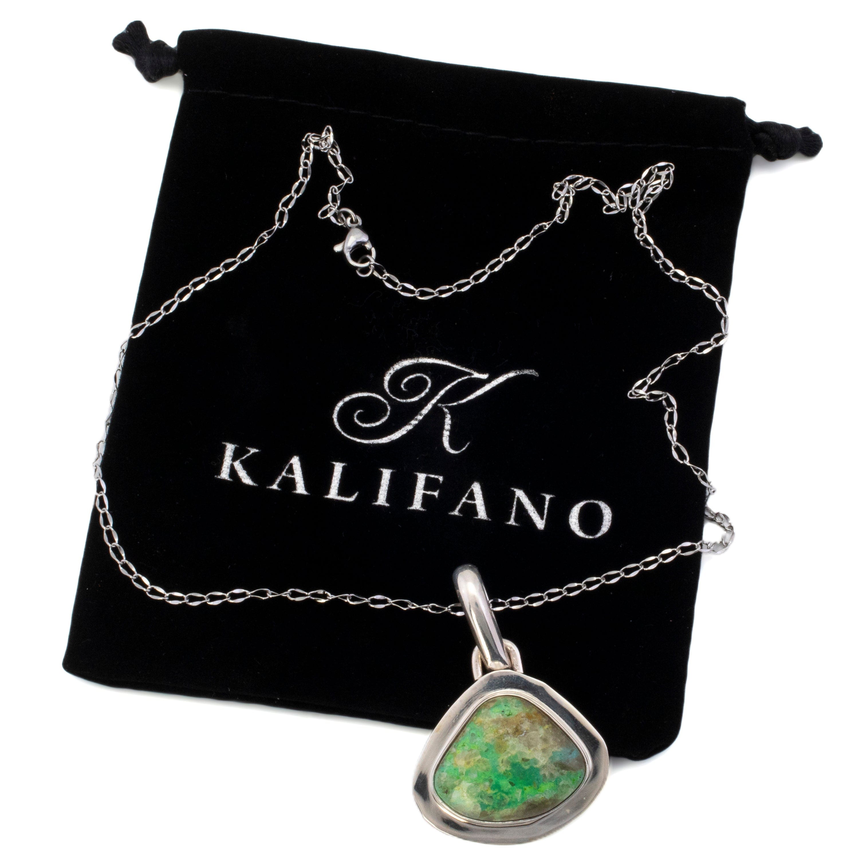 Kalifano Southwest Silver Jewelry Kingman Turquoise USA Handmade 925 Sterling Silver Pendant NMN450.002