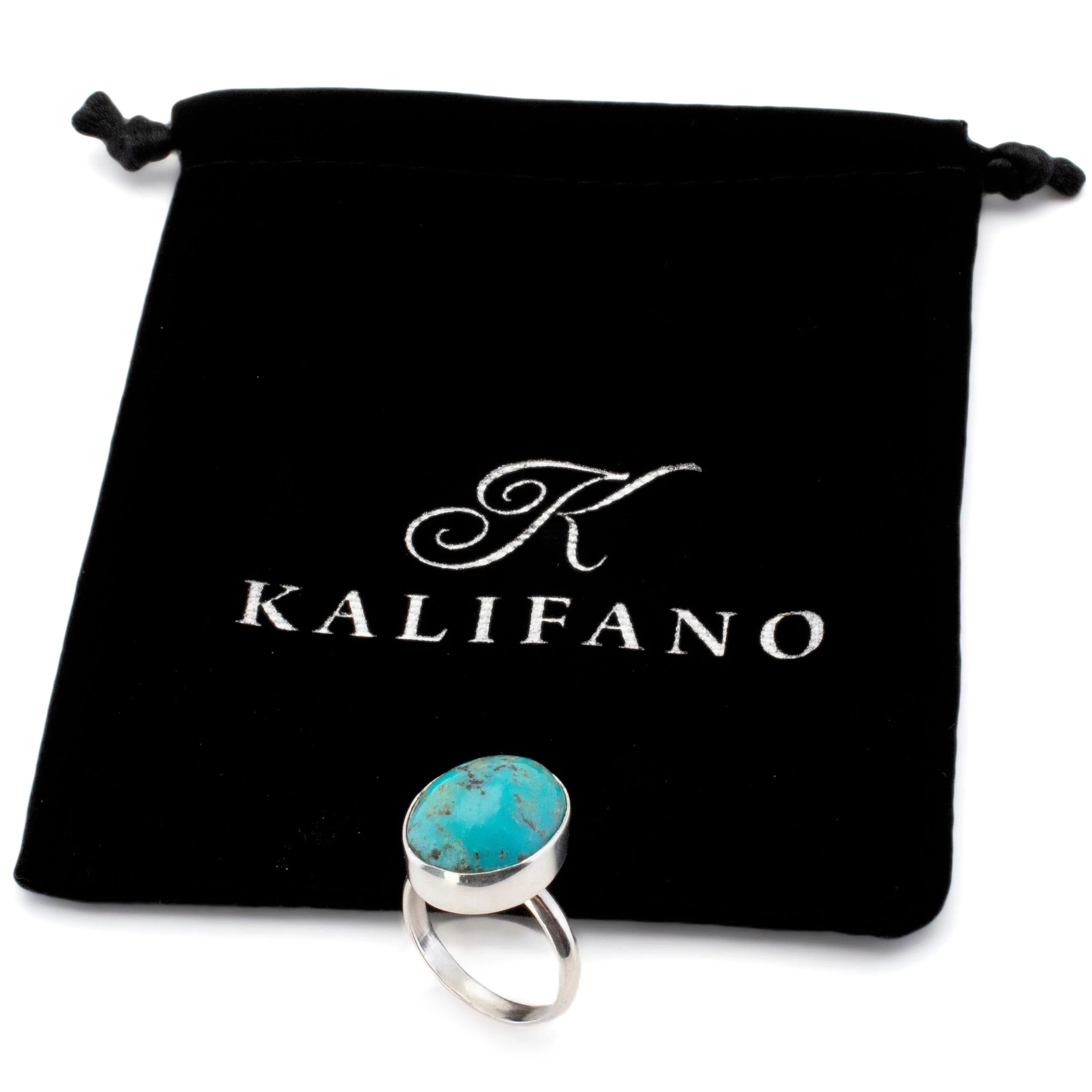 Kalifano Southwest Silver Jewelry Kingman Turquoise USA Handmade 925 Sterling Silver Ring