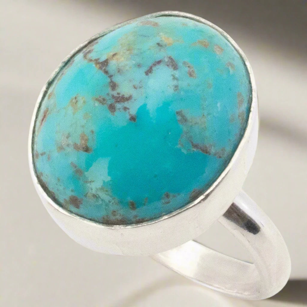 Kalifano Southwest Silver Jewelry Kingman Turquoise USA Handmade 925 Sterling Silver Ring