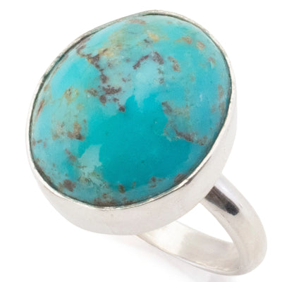 Kalifano Southwest Silver Jewelry Kingman Turquoise USA Handmade 925 Sterling Silver Ring