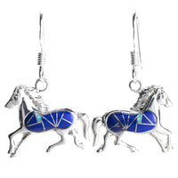 Lapis Horse 925 Sterling Silver Earring with French Hook USA Handmade with Opal Accent Main Image
