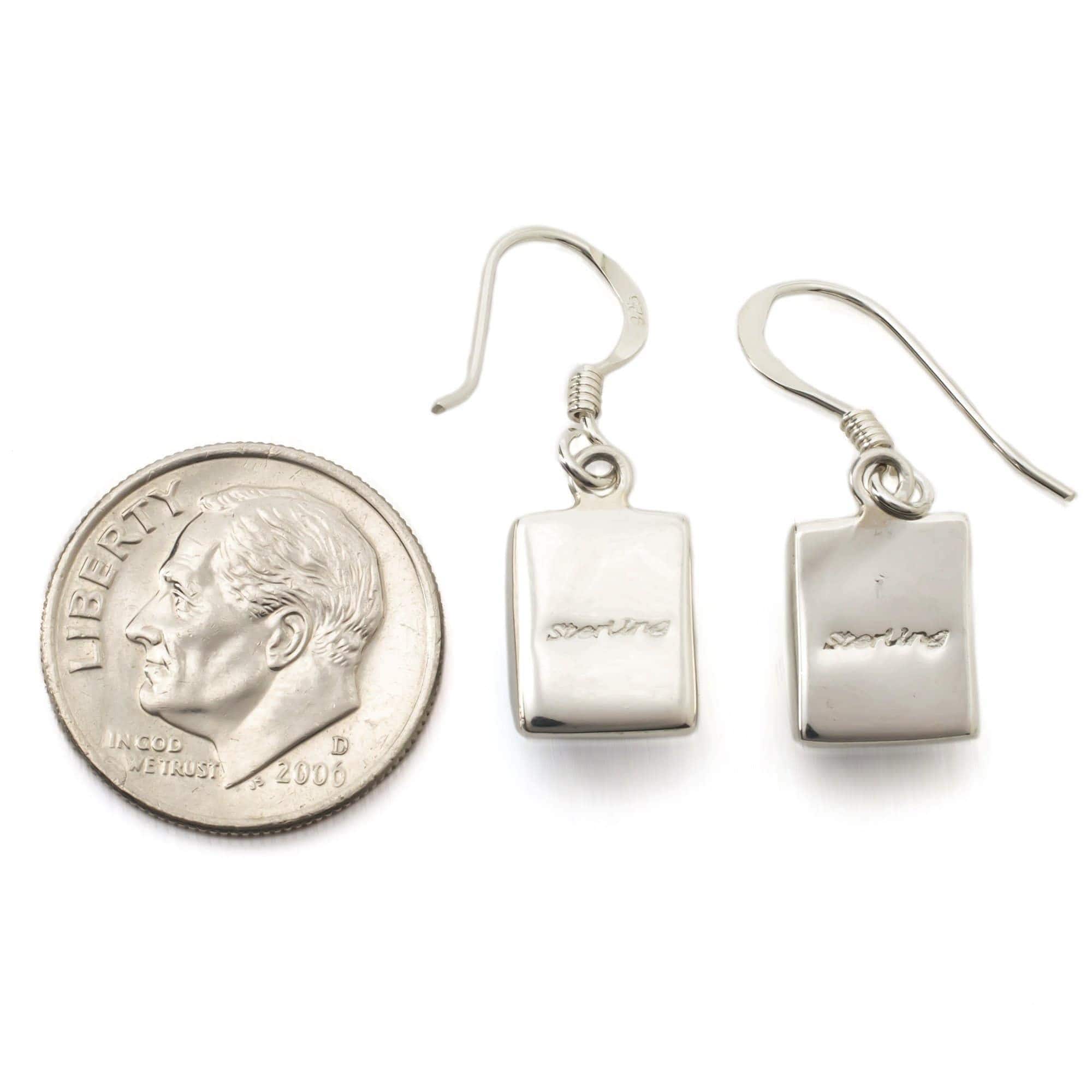 Kalifano Southwest Silver Jewelry Lapis Square 925 Sterling Silver Earring with French Hook USA Handmade with Aqua Opal Accent NME.1116.LP
