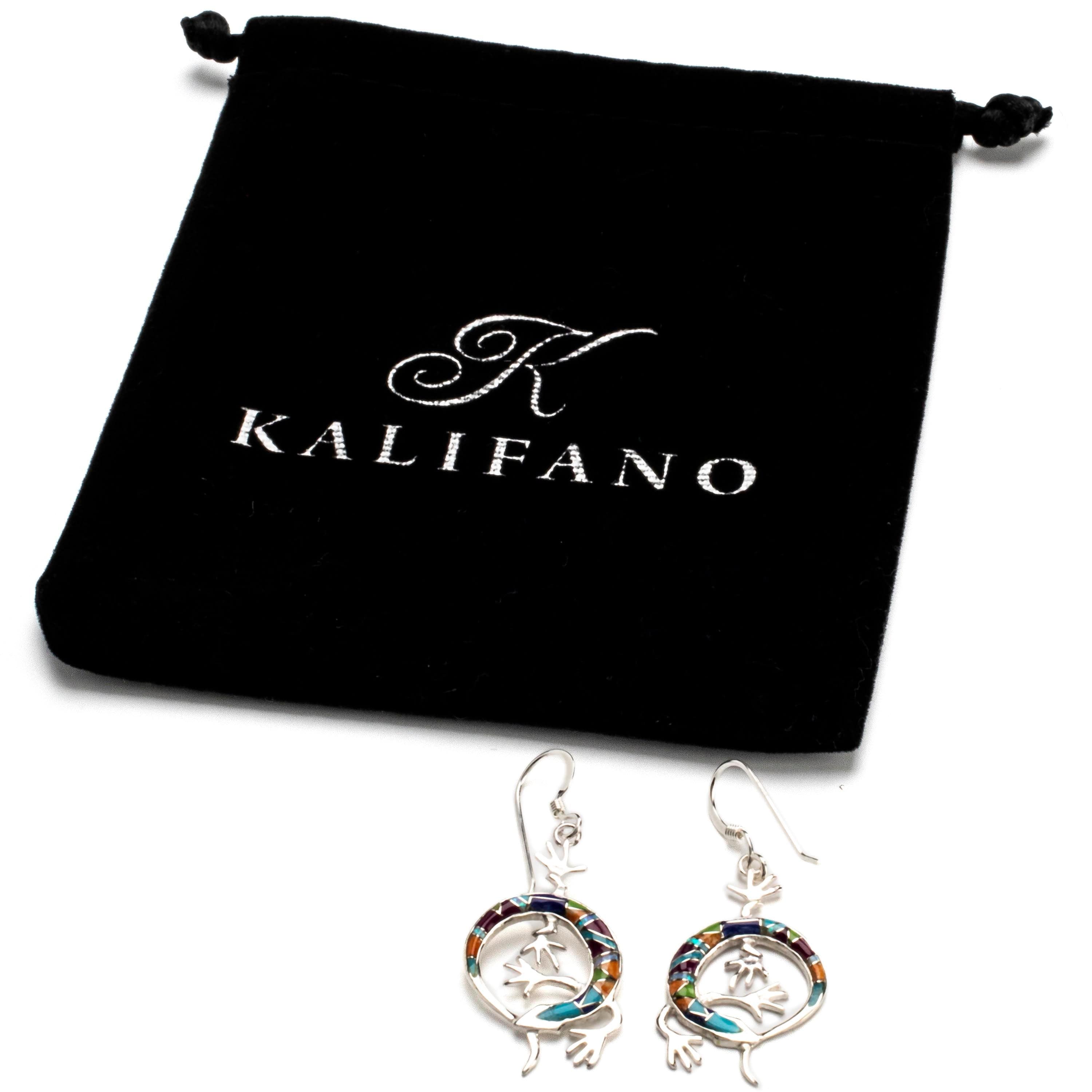 Kalifano Southwest Silver Jewelry Multi Gemstone Earrings Handmade with Sterling Silver and Opal Accent NME.2162.MT