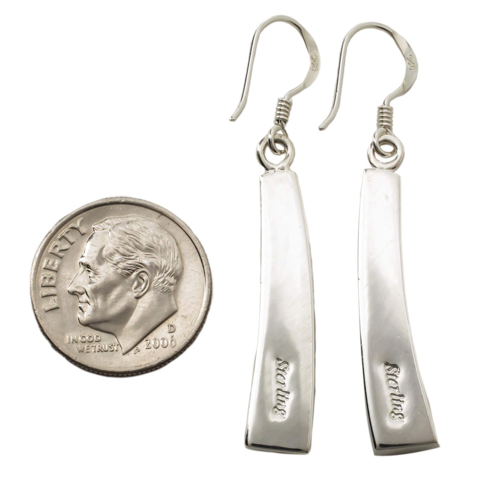 Kalifano Southwest Silver Jewelry Multi Gemstone Rectangular 925 Sterling Silver Earring with French Hook USA Handmade NME.0810.MT